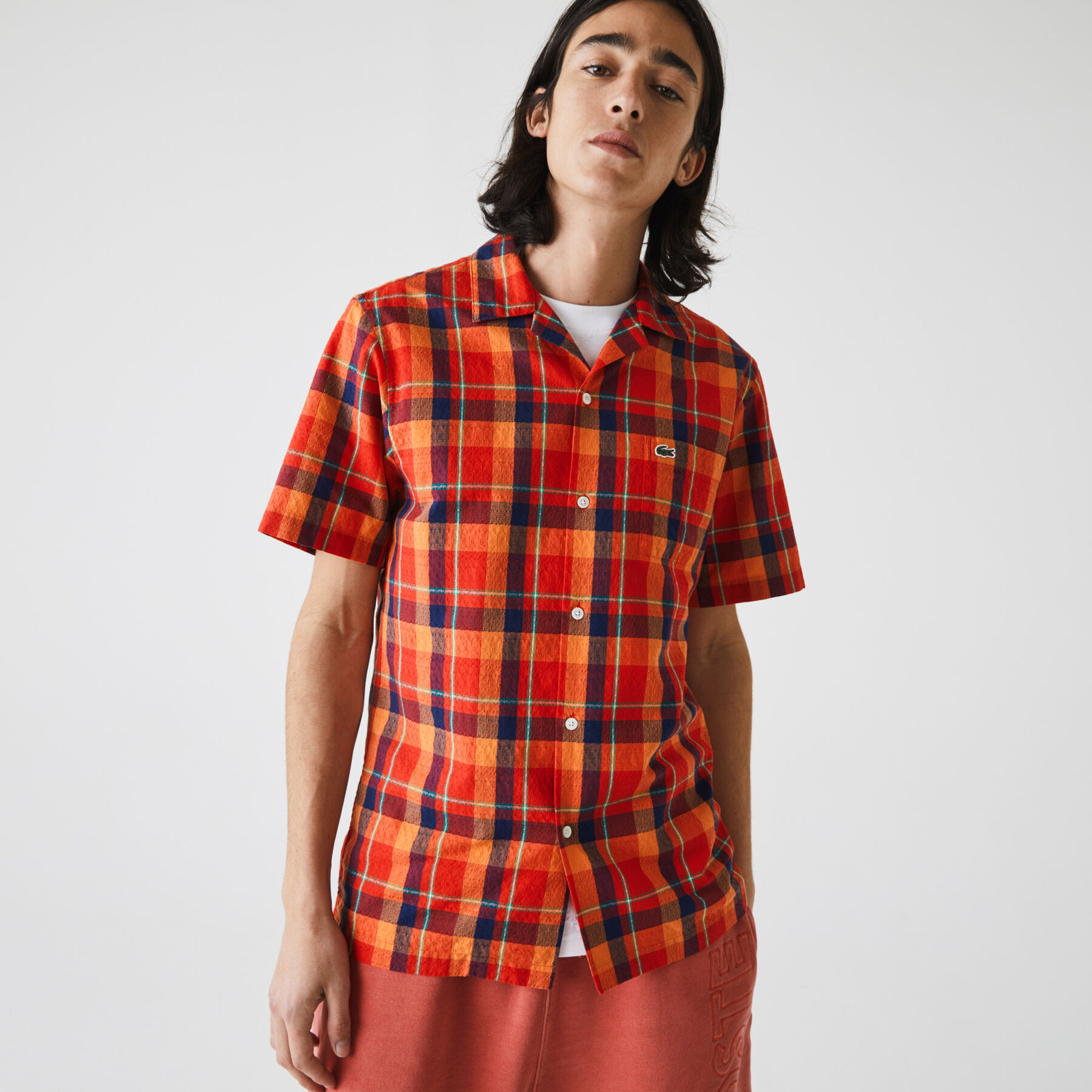 Men's Hawaii Fit Check Cotton Fabric Shirt lacoste men s hawaii fit check cotton fabric shirt