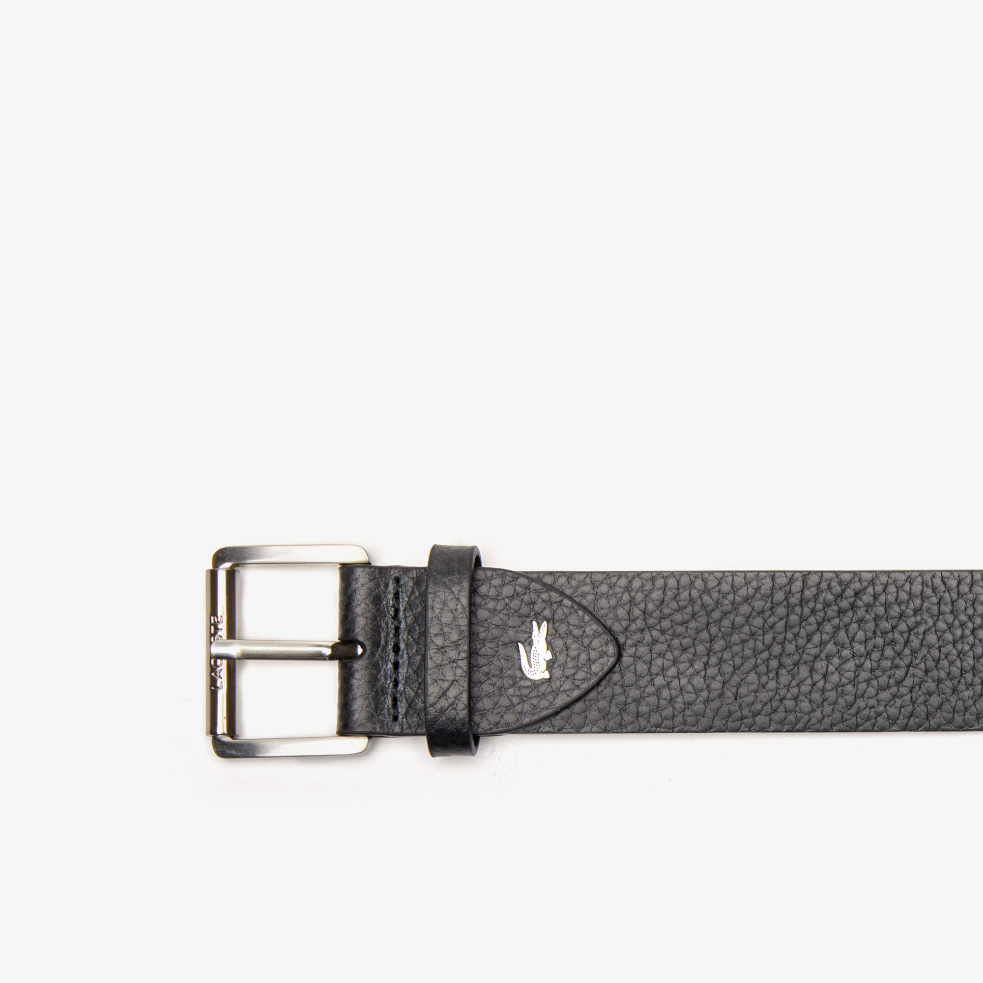 Men's Lacoste Engraved Rolling Buckle Grained Leather Belt