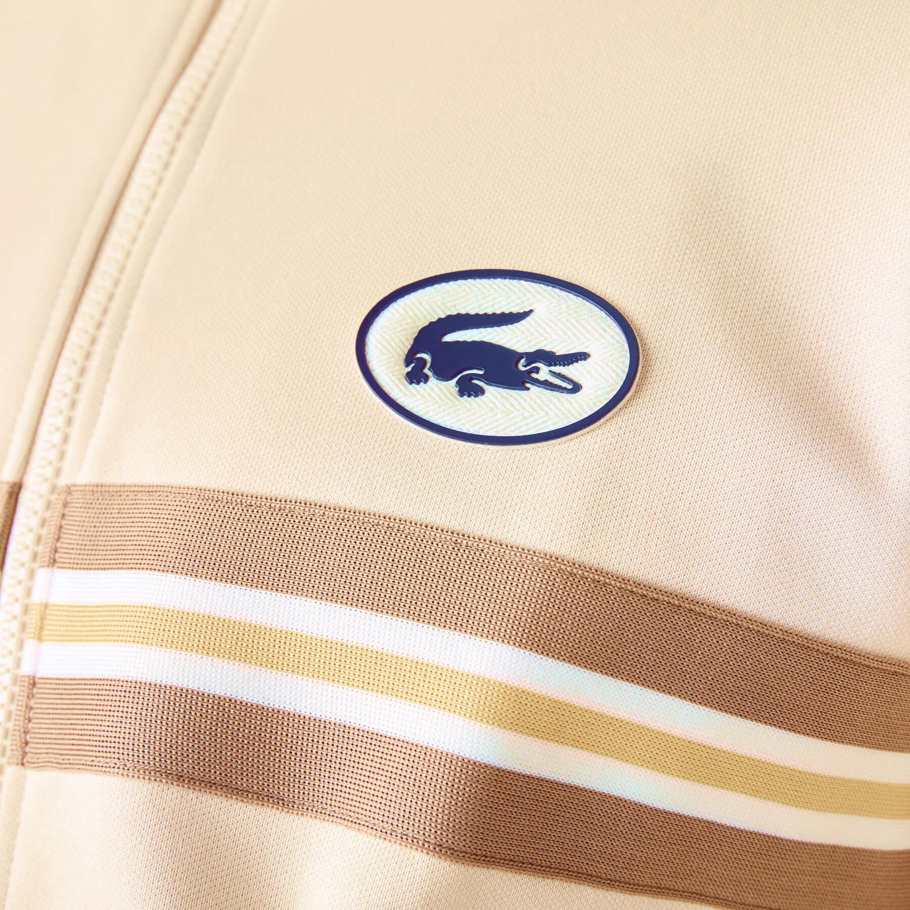 lacoste men s heritage striped band and badge zip sweatshirt