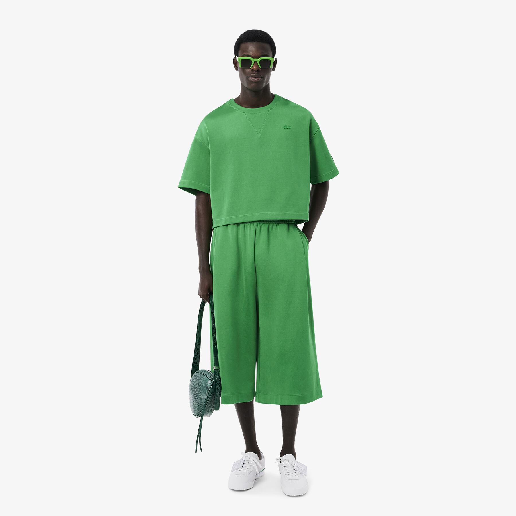 SHORT lacoste runway oversized satin bermuda shorts