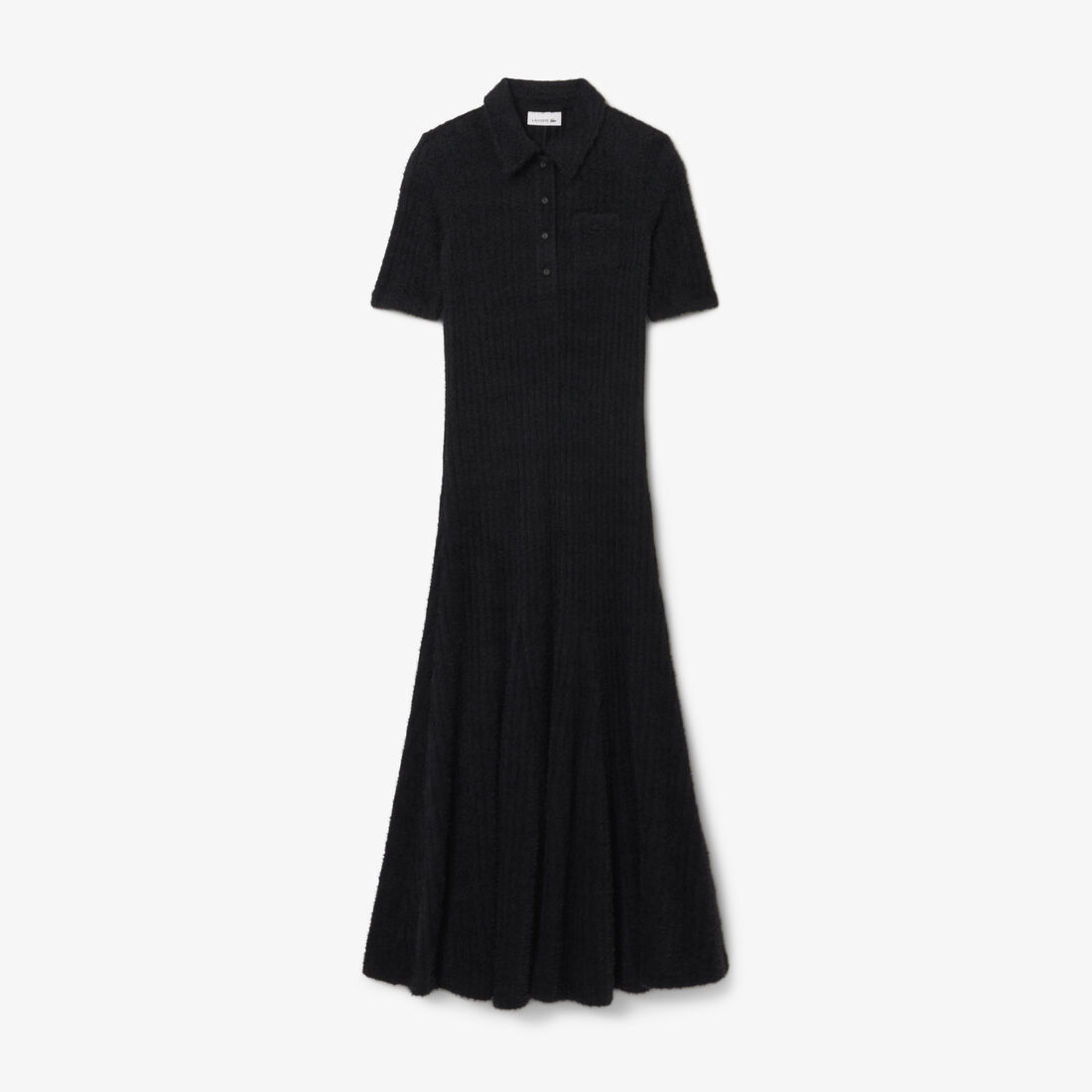 Fuzzy Ribbed Knit Polo Collar Dress - EF8045-00-031