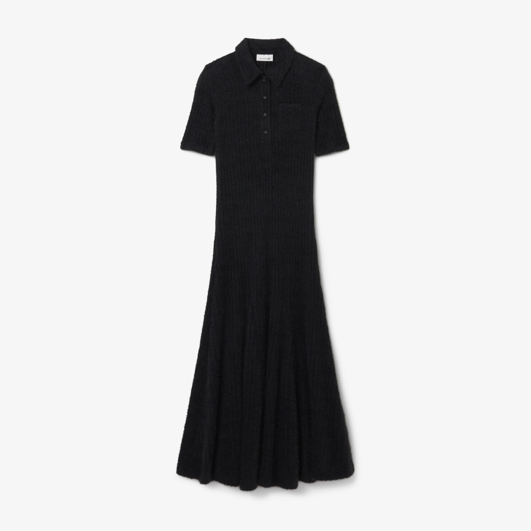 Fuzzy Ribbed Knit Polo Collar Dress Fuzzy Ribbed Knit Polo Collar Dress - EF8045-00-031