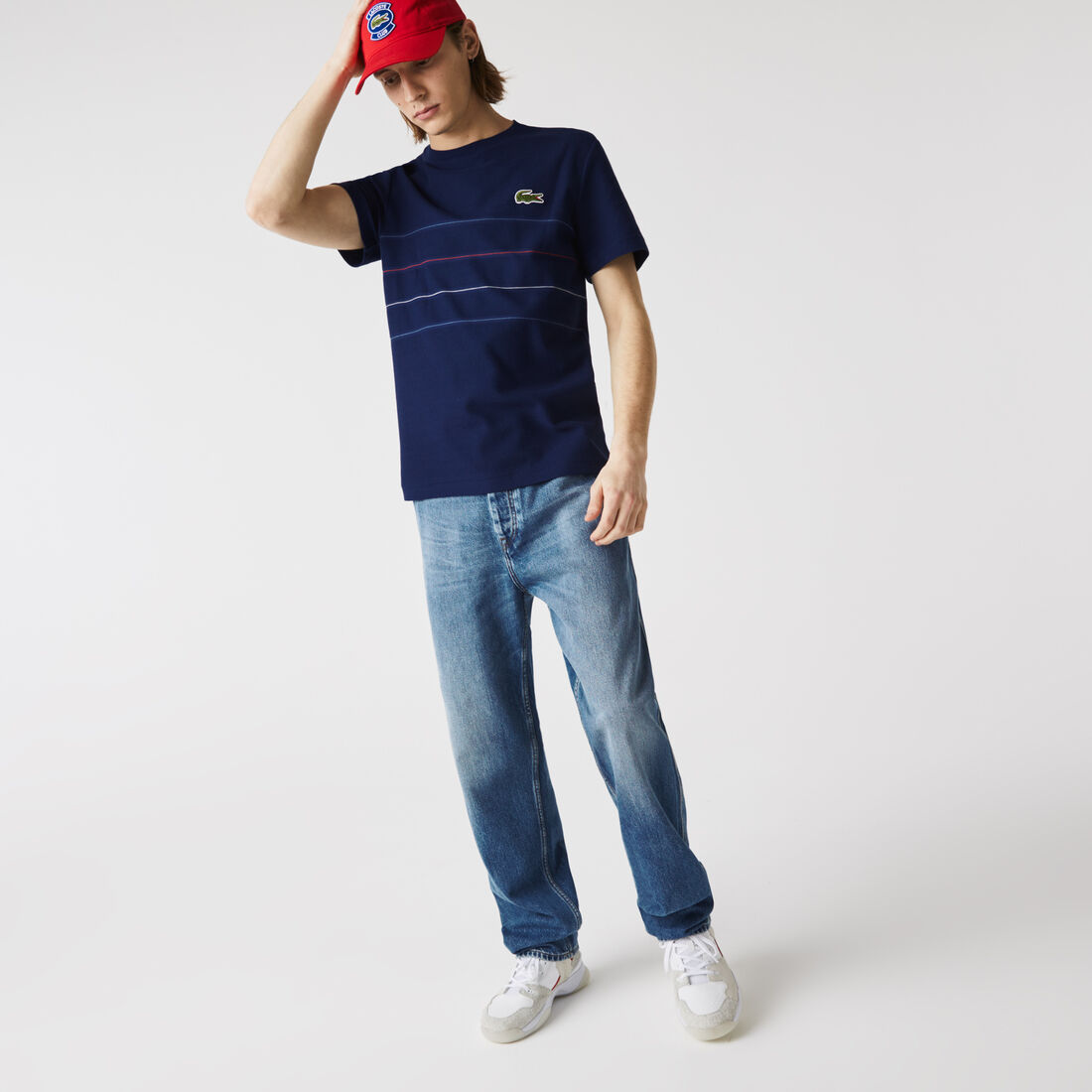 تي شيرت مقلم من القطن العضوي متعرج الملمس للرجال مجموعة Made in France تي شيرت مقلم من القطن العضوي متعرج الملمس للرجال مجموعة Made in France