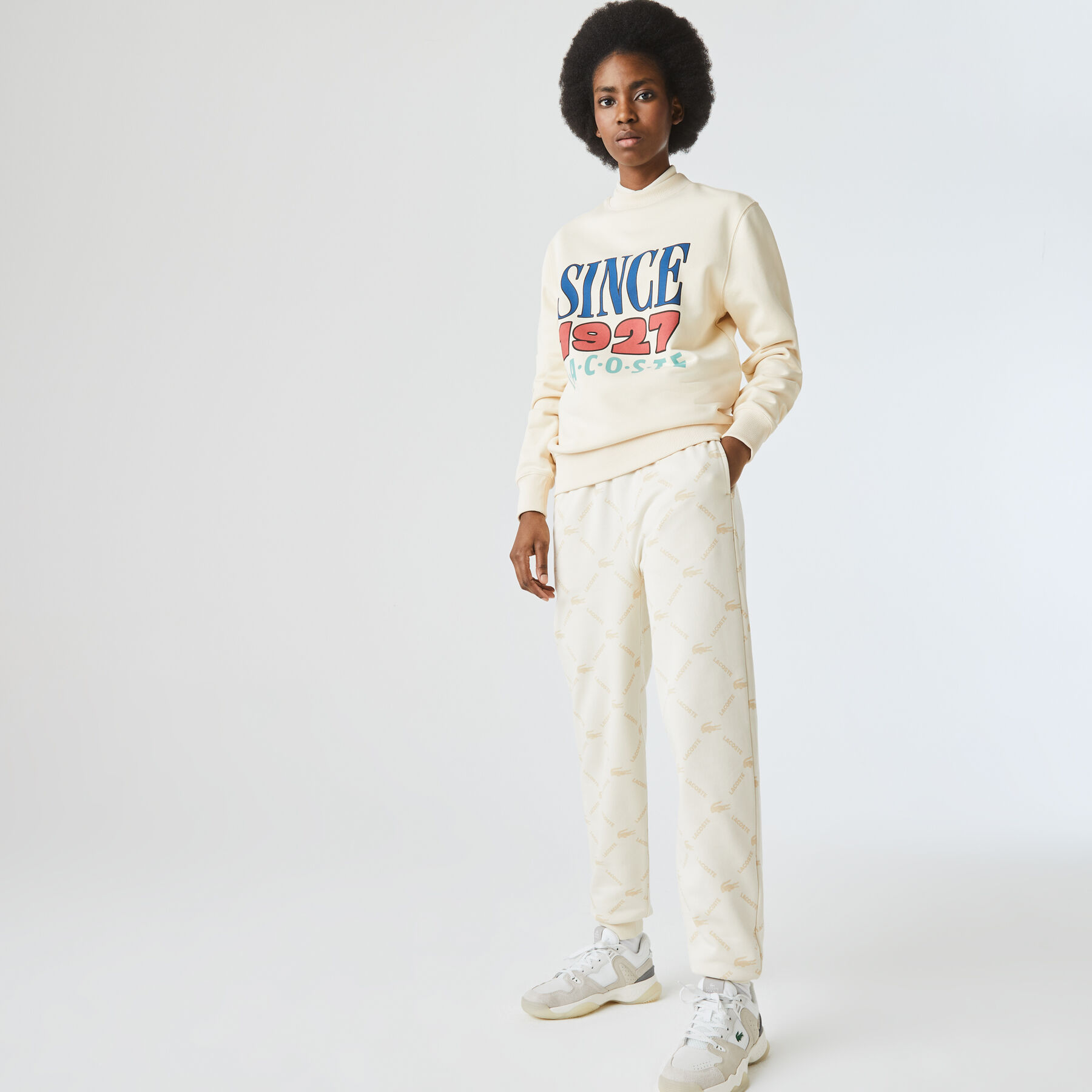 لاكوست بنطال رياضي صوف للجنسين مجموعة lacoste live وتفاصيل مطبوعة