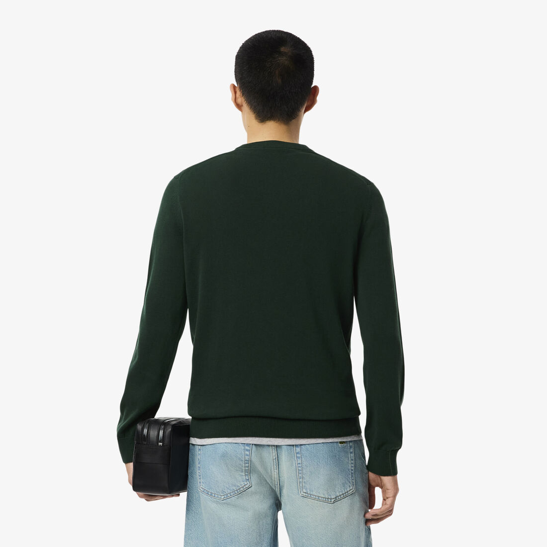 سترة قطنية أحادية اللون بياقة دائرية Men's Organic Cotton Crew Neck Sweater - AH1985-00-YZP