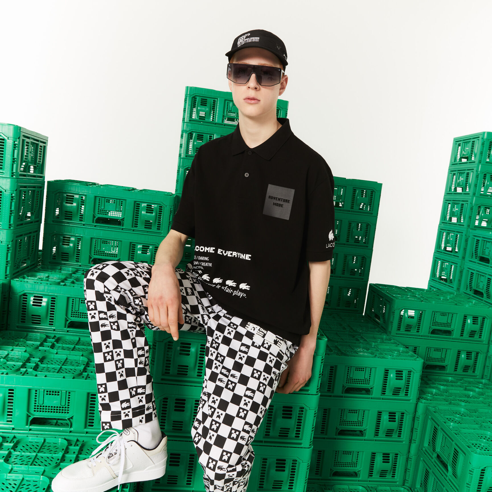 تيشيرت بولو قطن عضوي بقصة فضفاضة للرجال مجموعة Lacoste L!VE x Minecraft تيشيرت بولو قطن عضوي بقصة فضفاضة للرجال مجموعة Lacoste L!VE x Minecraft