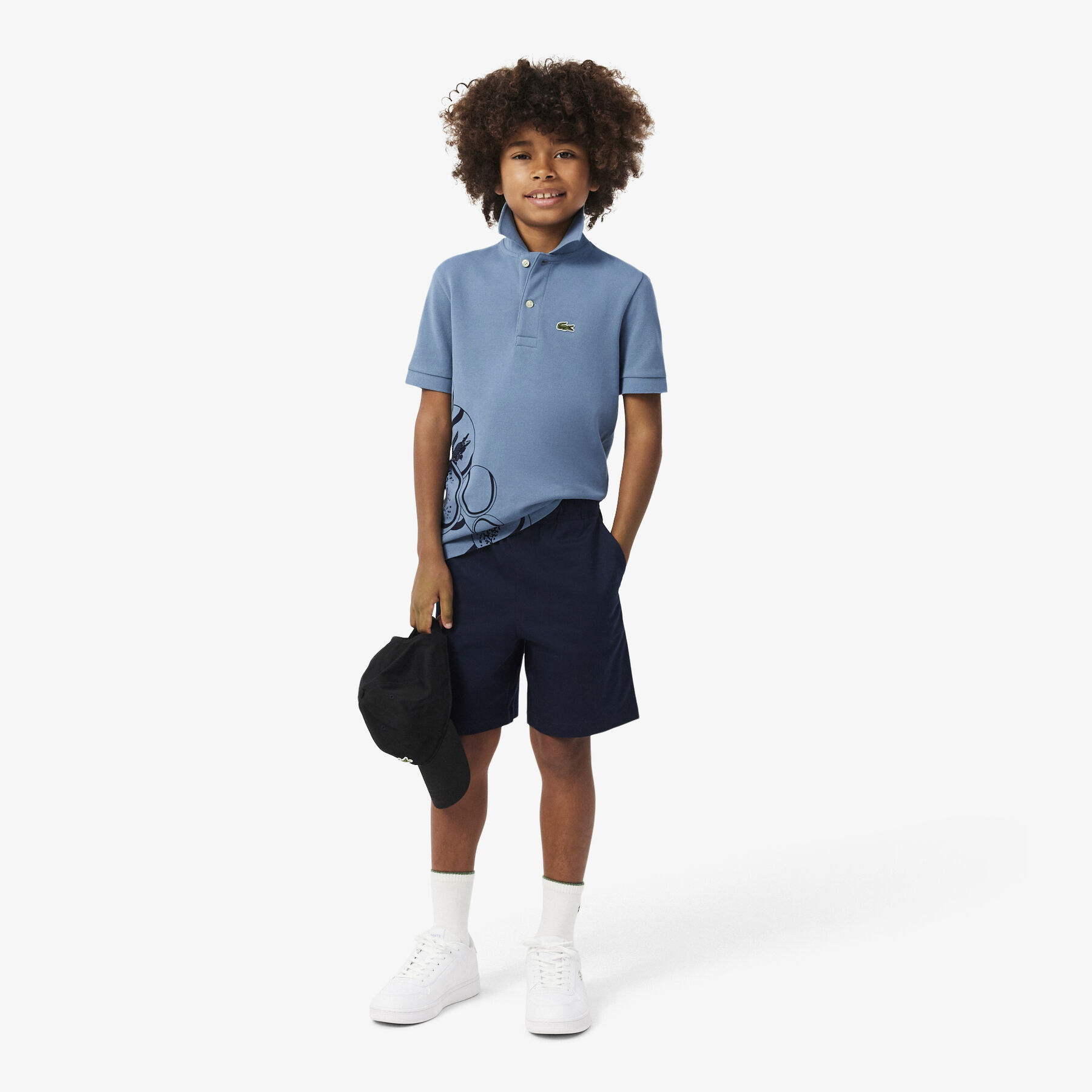 lacoste mini pique print polo shirt