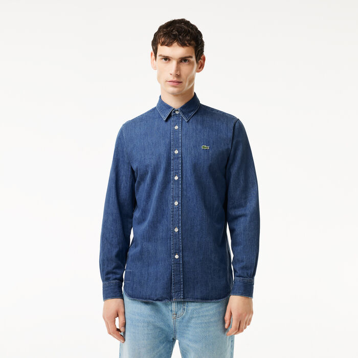 Men's Lacoste Regular Fit Organic Cotton Denim Shirt - CH0197-00-CDZ