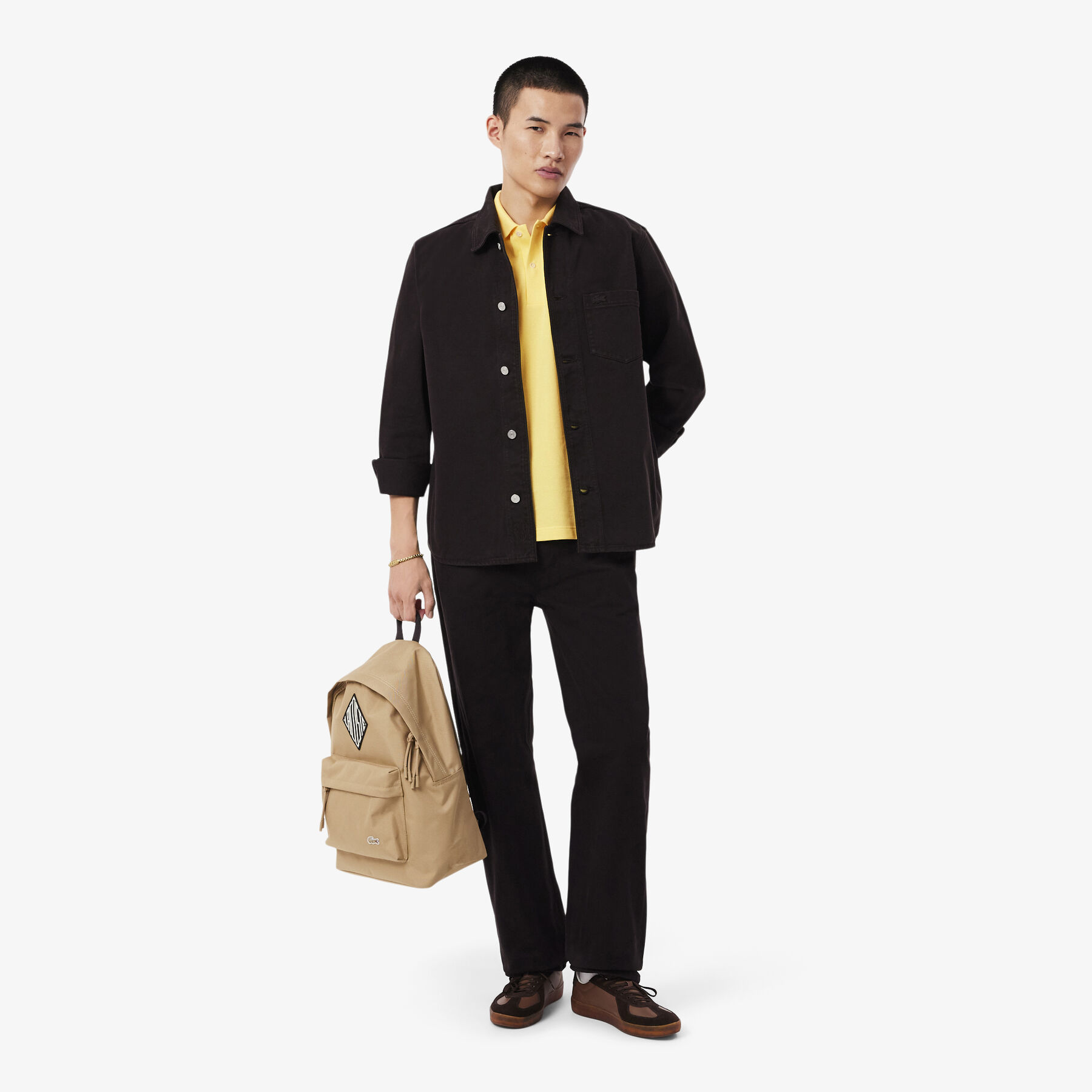 قميص بولو بيكيه بقصة كلاسيكية مع شعارالماركة بارز Classic Fit Badge Accent Pique Polo Shirt - PH0034-00-107