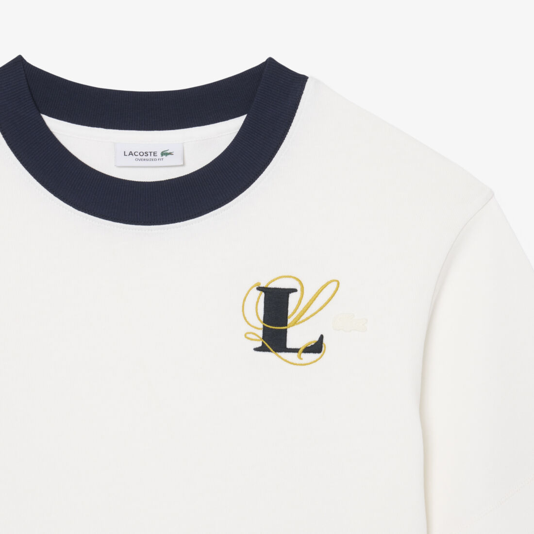 lacoste oversized embroidery detail jersey t shirt