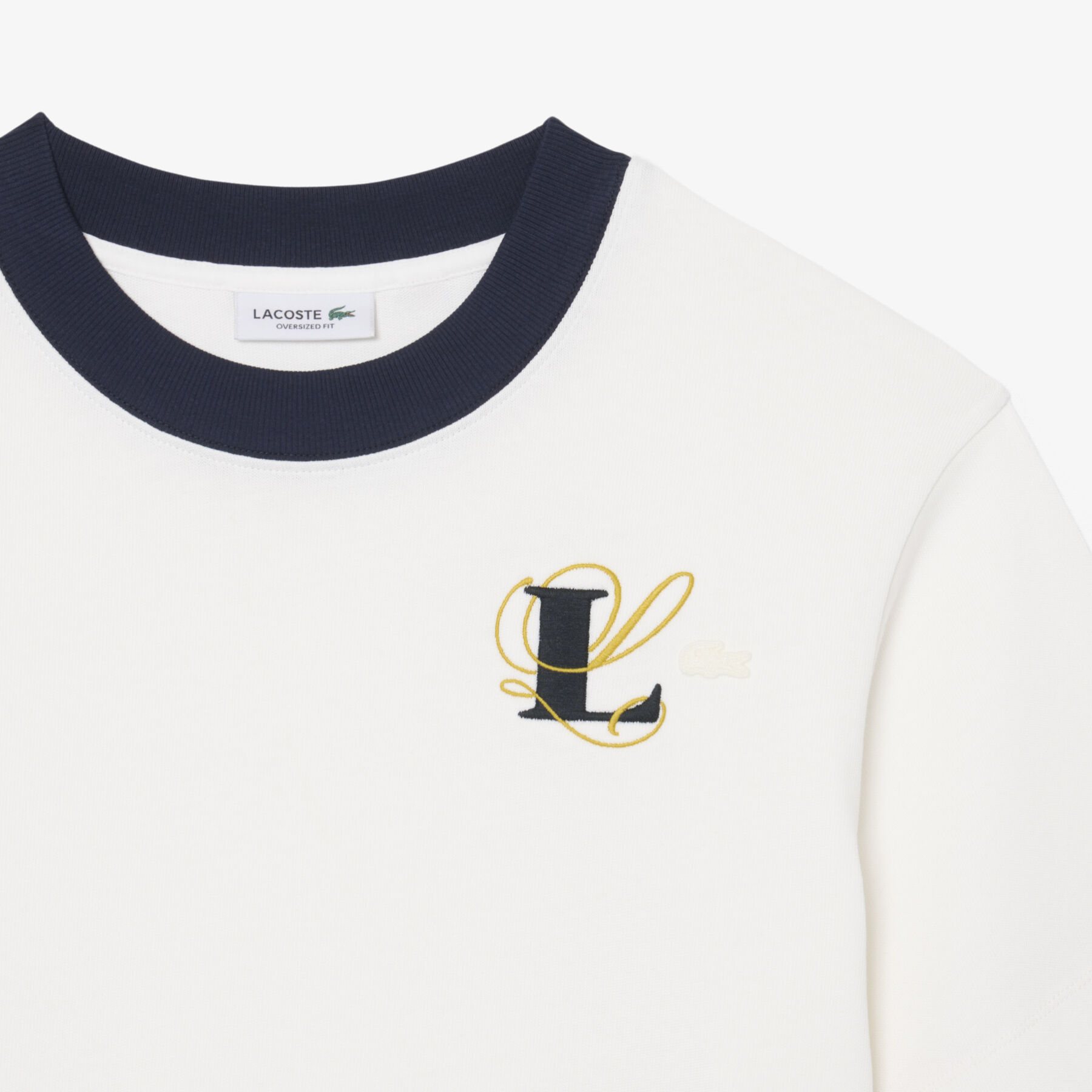 lacoste oversized embroidery detail jersey t shirt