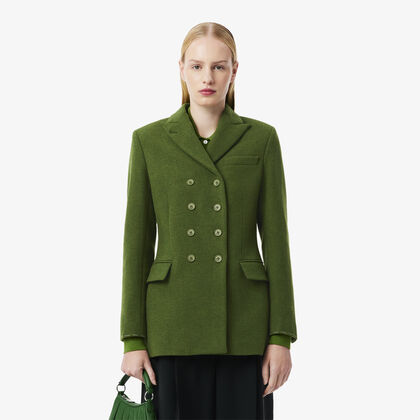 Runway Double Breasted Slub Wool Blazer