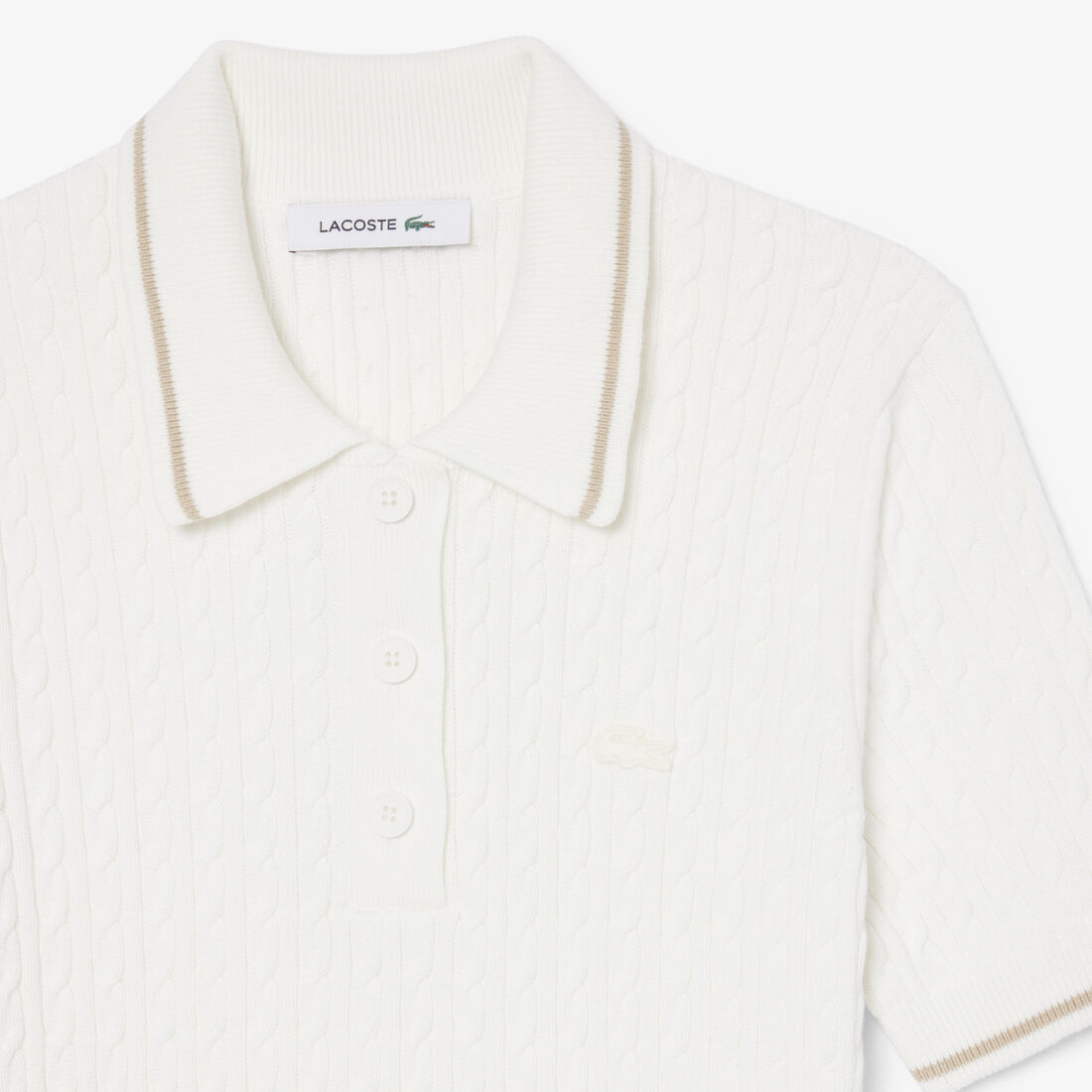Striped Cable Knit Polo Collar Sweater - AF0972-00-70V