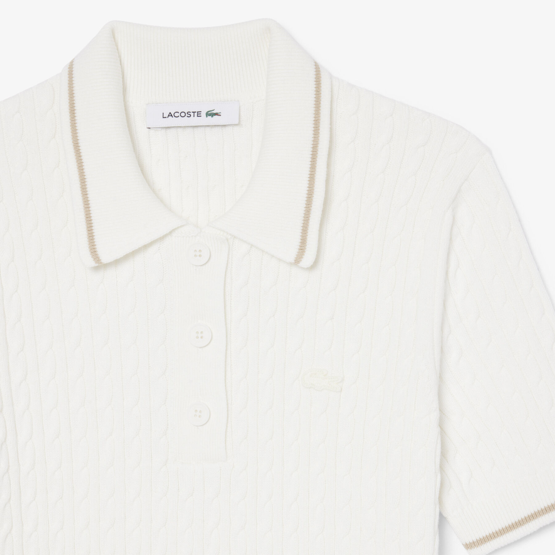 Striped Cable Knit Polo Collar Sweater - AF0972-00-70V