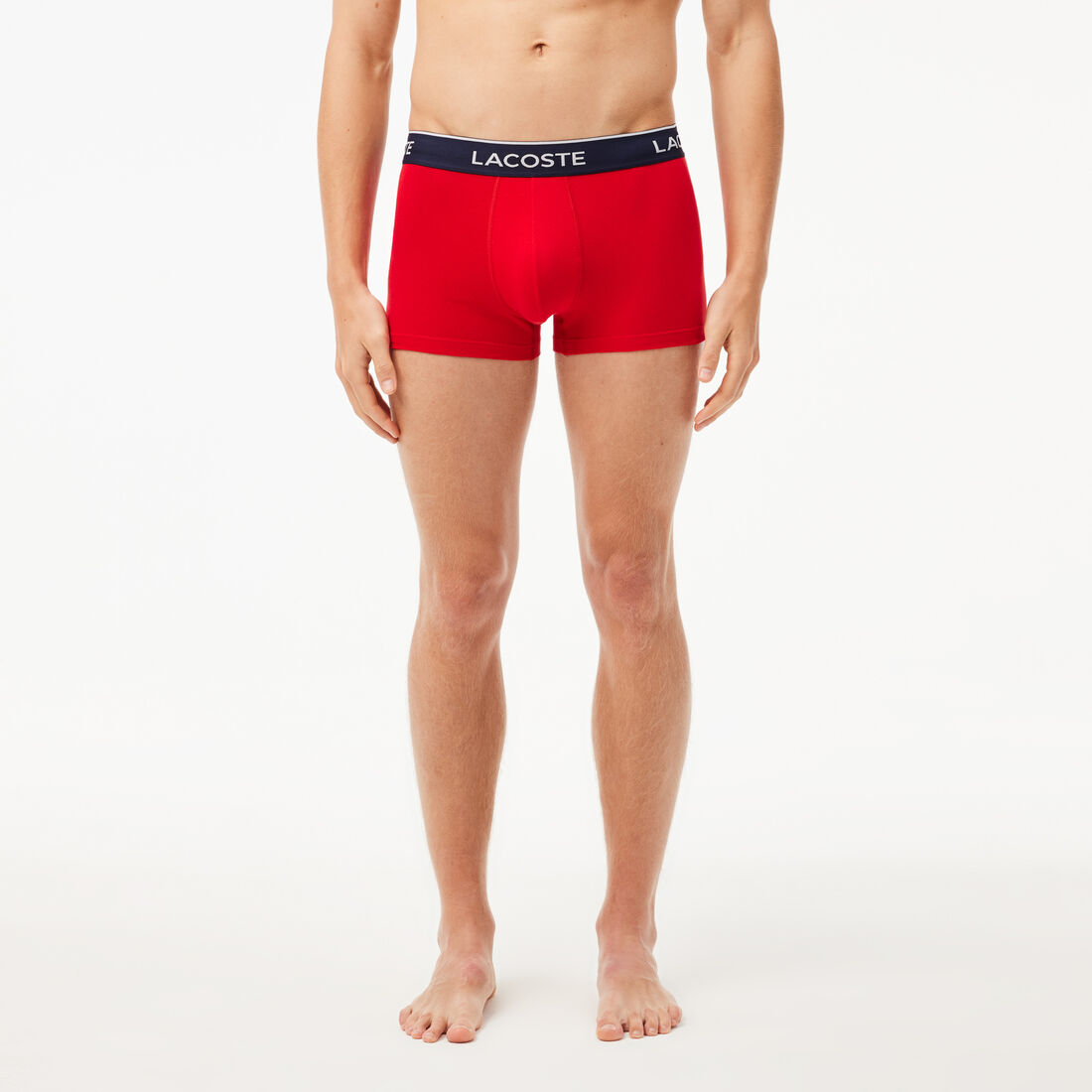 طقم بوكسر لاكوست بطبعة الشعار بألياف دقيقة للرجال، 3 قطع Pack Of 3 Casual Black Trunks - 5H3389-00-W64