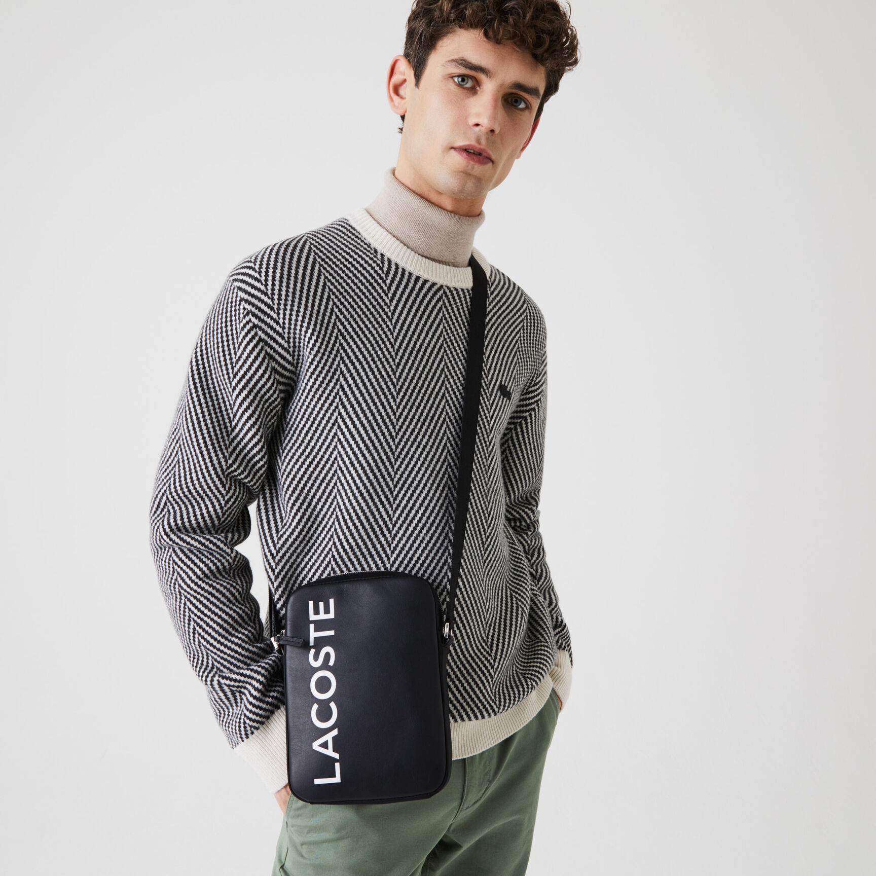 Men's L.12.12 Signature Leather Cross Body Bag Men's L.12.12 Signature Leather Cross Body Bag