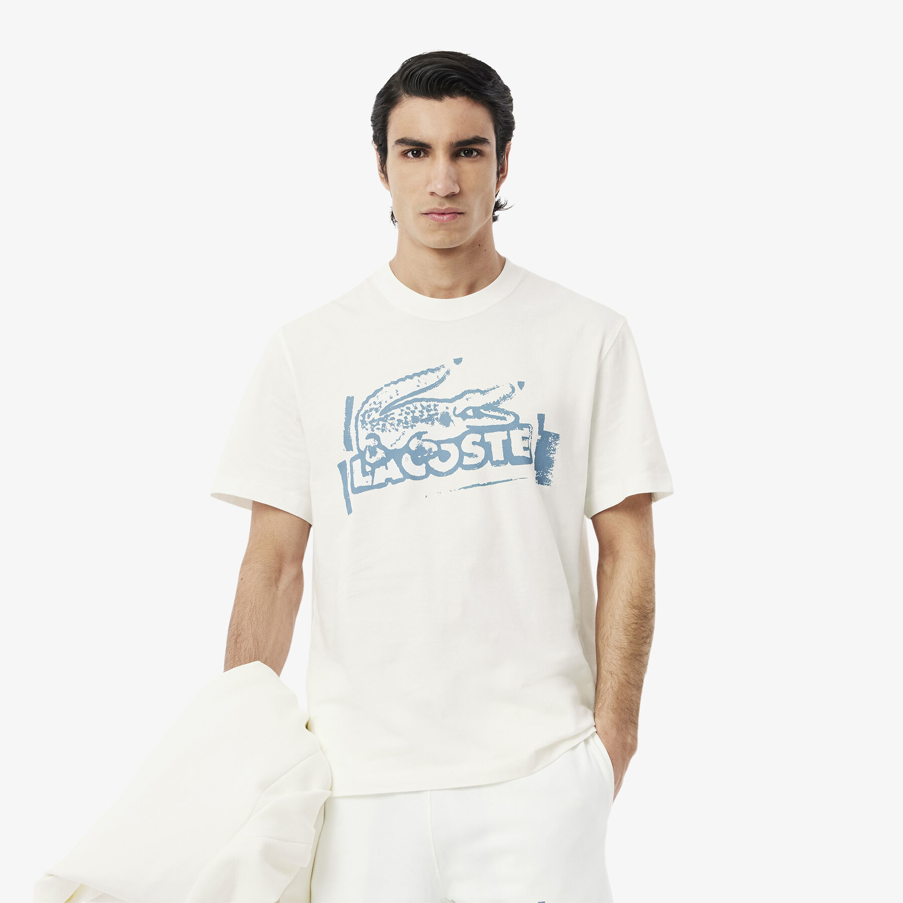 lacoste printed cotton jersey t shirt