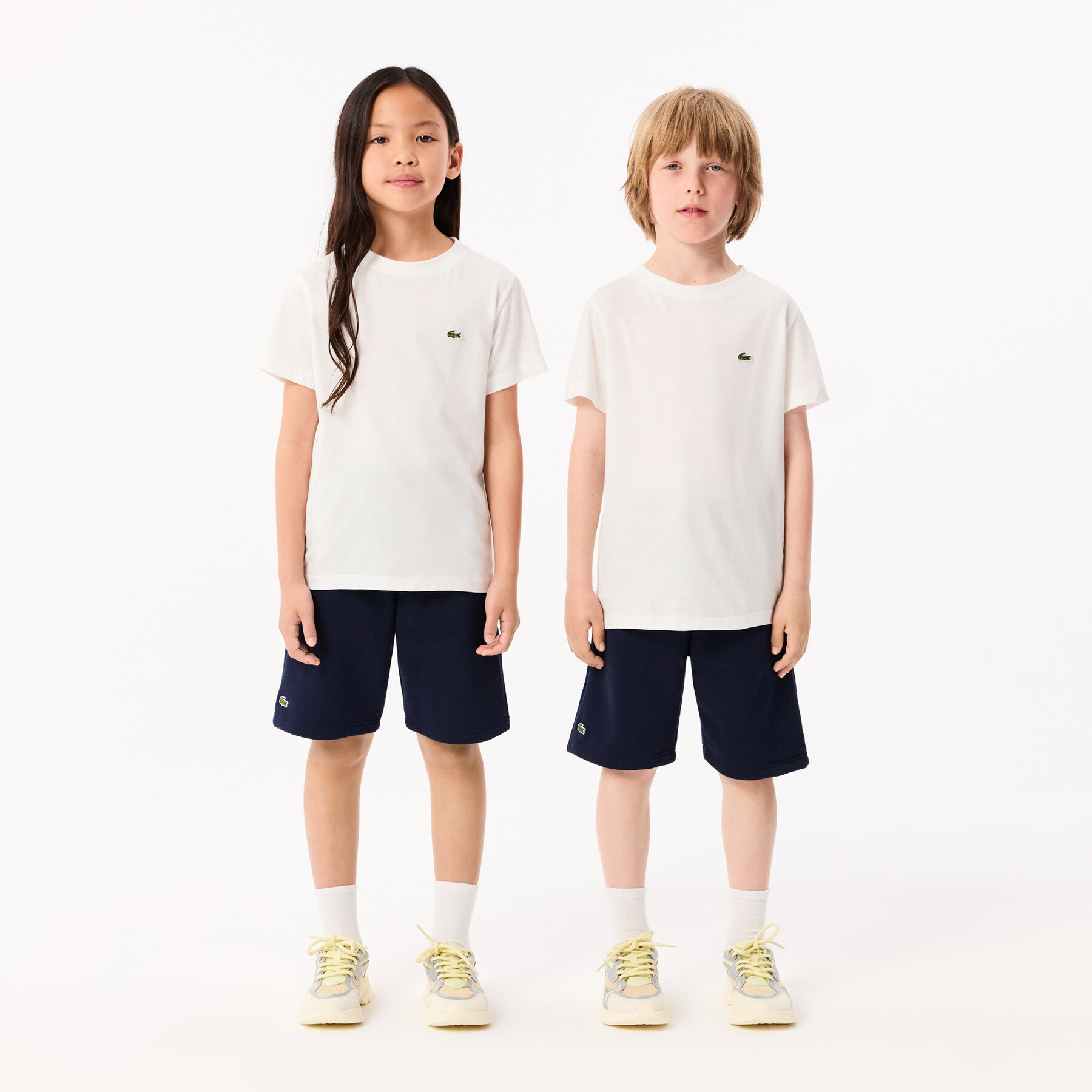 kids  lacoste organic brushed cotton fleece shorts