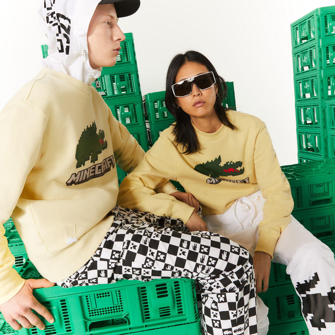 سويت شيرت صوف عضوي للجنسين مجموعة Lacoste x Minecraft