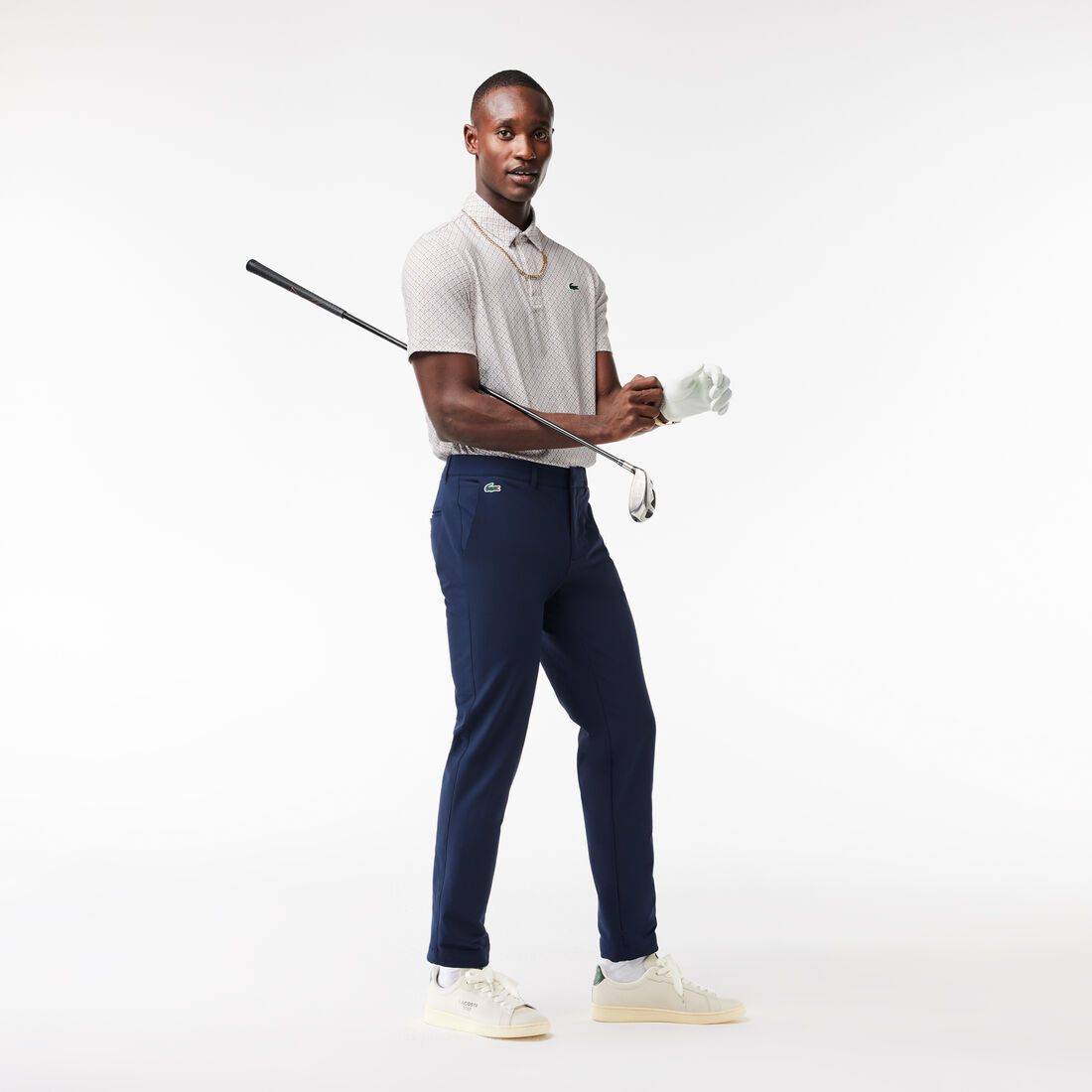 Regular Fit UV Protect Golf Polo Shirt Men's Lacoste Golf Printed Recycled Polyester Polo Shirt - DH5175-00-MBI