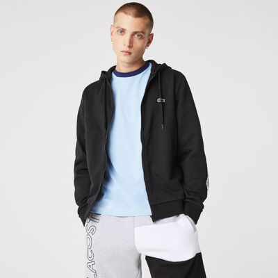 Men’s Hooded Colorblock Lettered Fleece Zip Sweatshirt