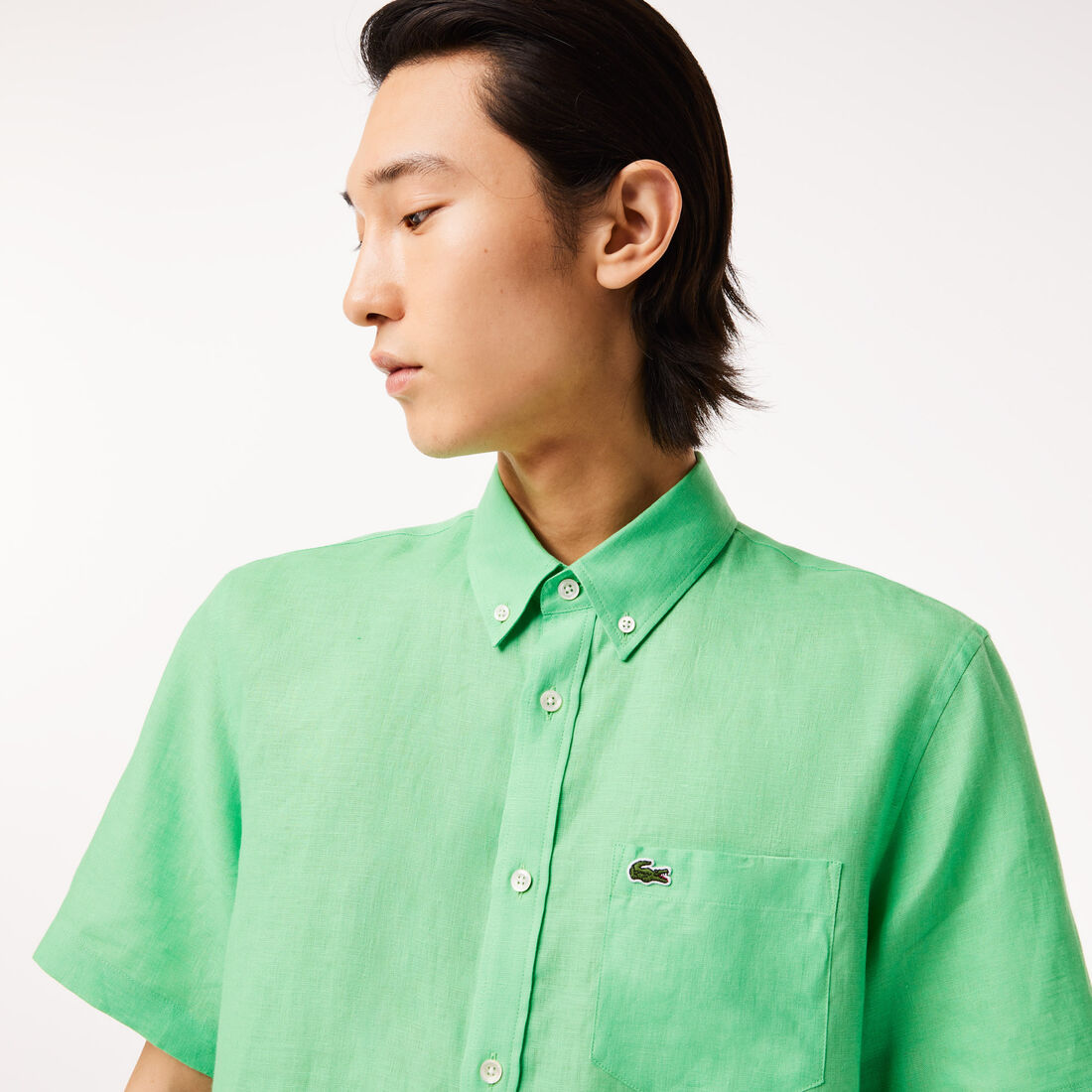 Short Sleeved Linen Shirt Men's Lacoste Short Sleeve Linen Shirt - CH5699-00-UYX