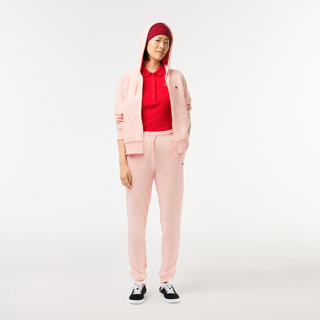 Zipped Hoodie Women's Lacoste Hooded Organic Fleece Zippered Jogger Sweatshirt - SF9213-00-SFI