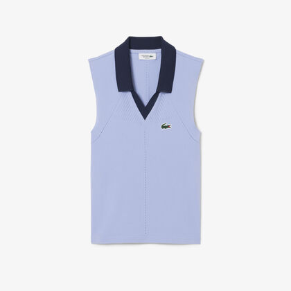 Sleeveless Stretch Knit Tennis Polo Shirt