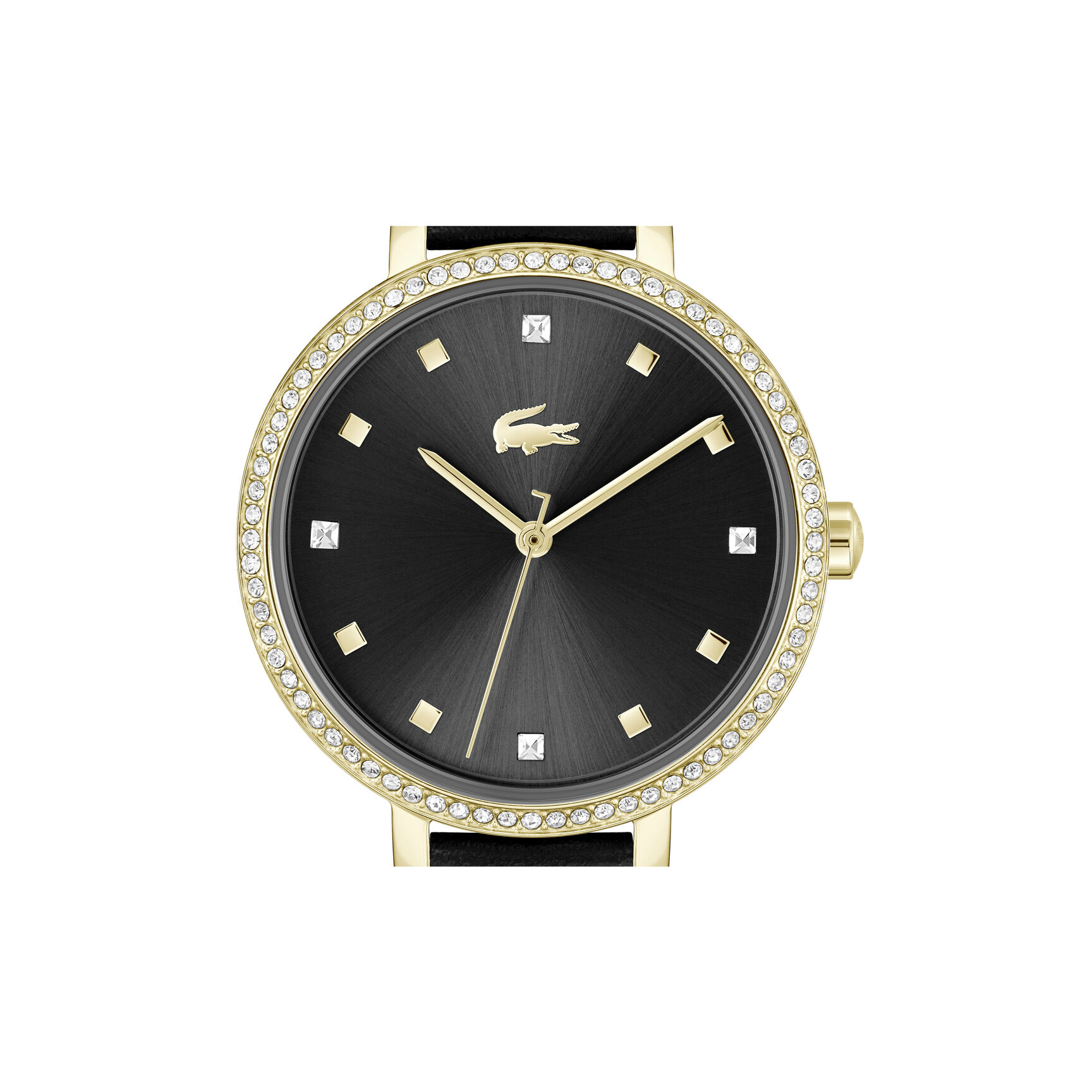 Black Leather Strap Women's Watch - 2001489-BLACK