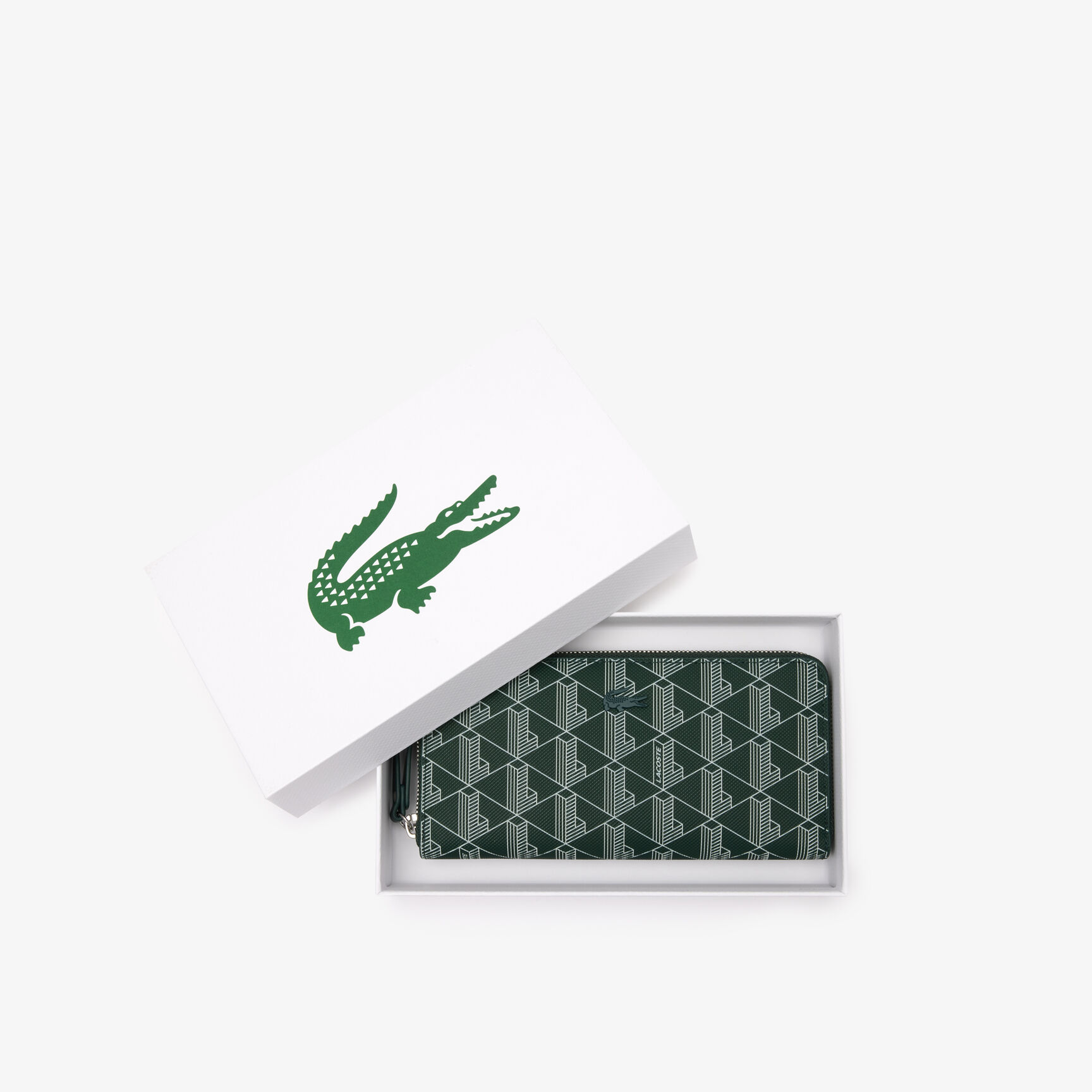 محفظة نسائية بسحاب وطبعة لاكوست مونوغرام Women's Lacoste Monogram Print Zip Wallet - NF3958DG-M44