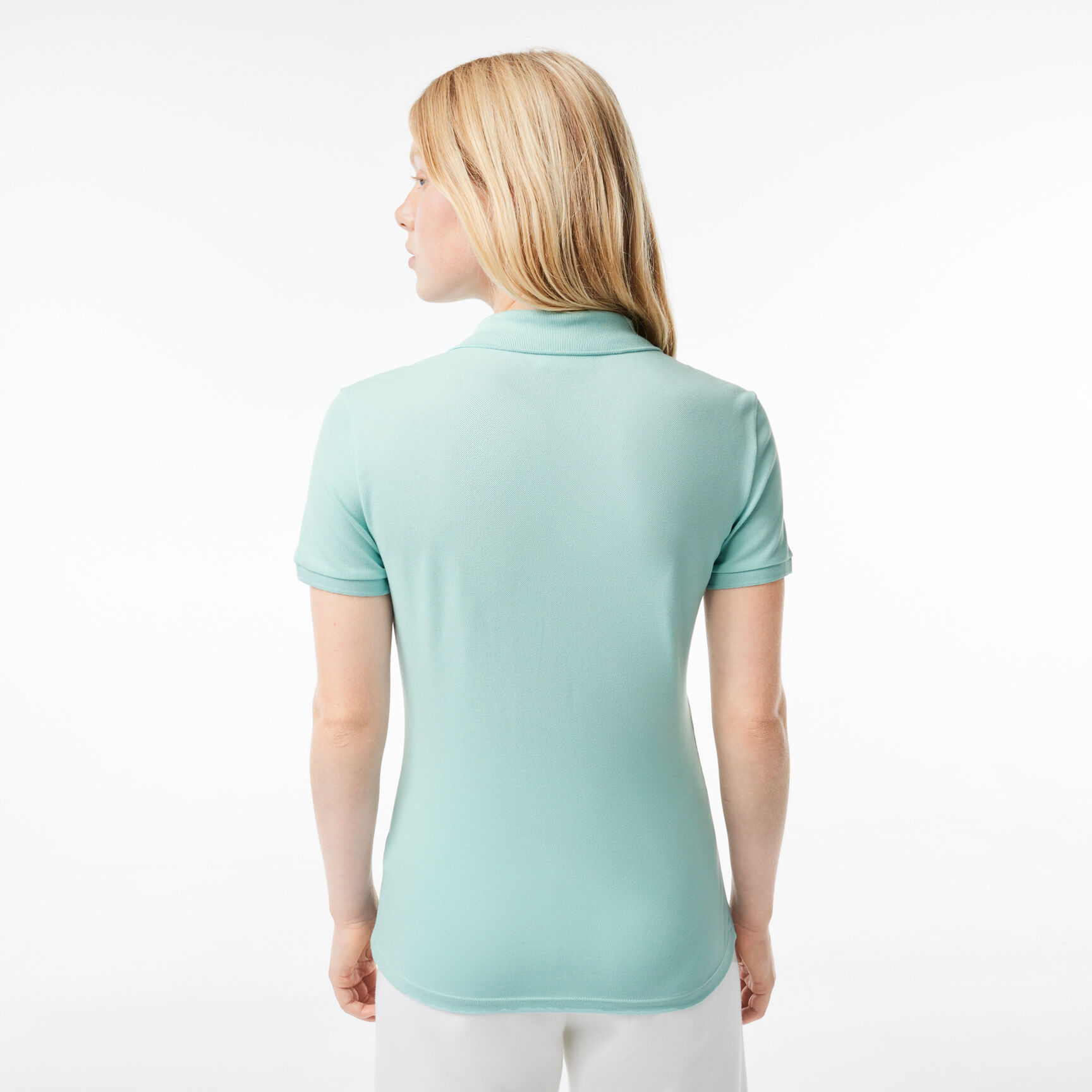 تيشيرت بولو L.12.D بقصة ضيقة من قماش بيتي بيكيه المطاطي Women's Lacoste Slim fit Stretch Cotton Pique Polo Shirt - PF5462-00-LGF