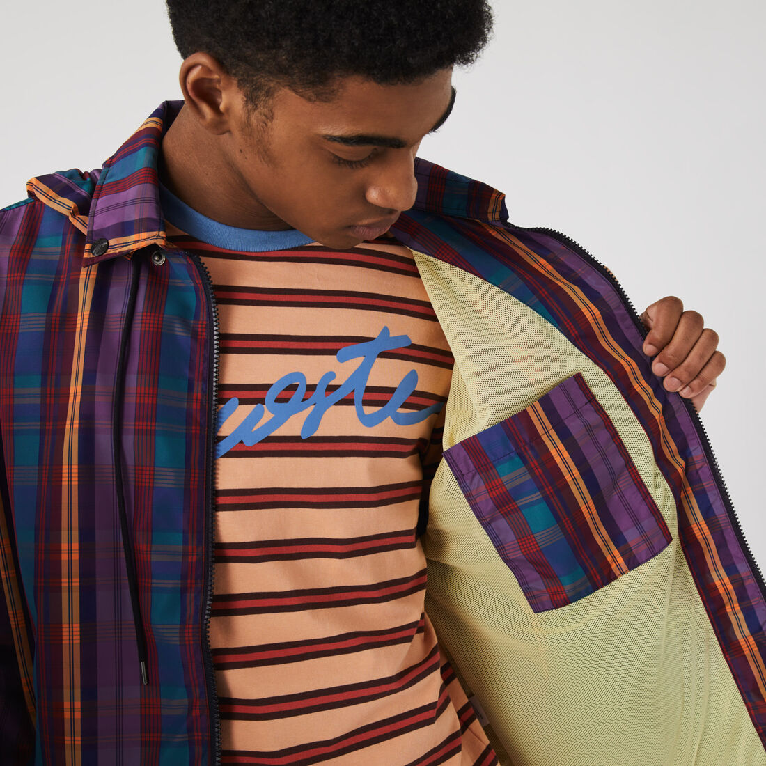 سترة واقية من الرياح كاروهات بسحاب للجنسين مجموعة Lacoste LIVE سترة واقية من الرياح كاروهات بسحاب للجنسين مجموعة Lacoste LIVE