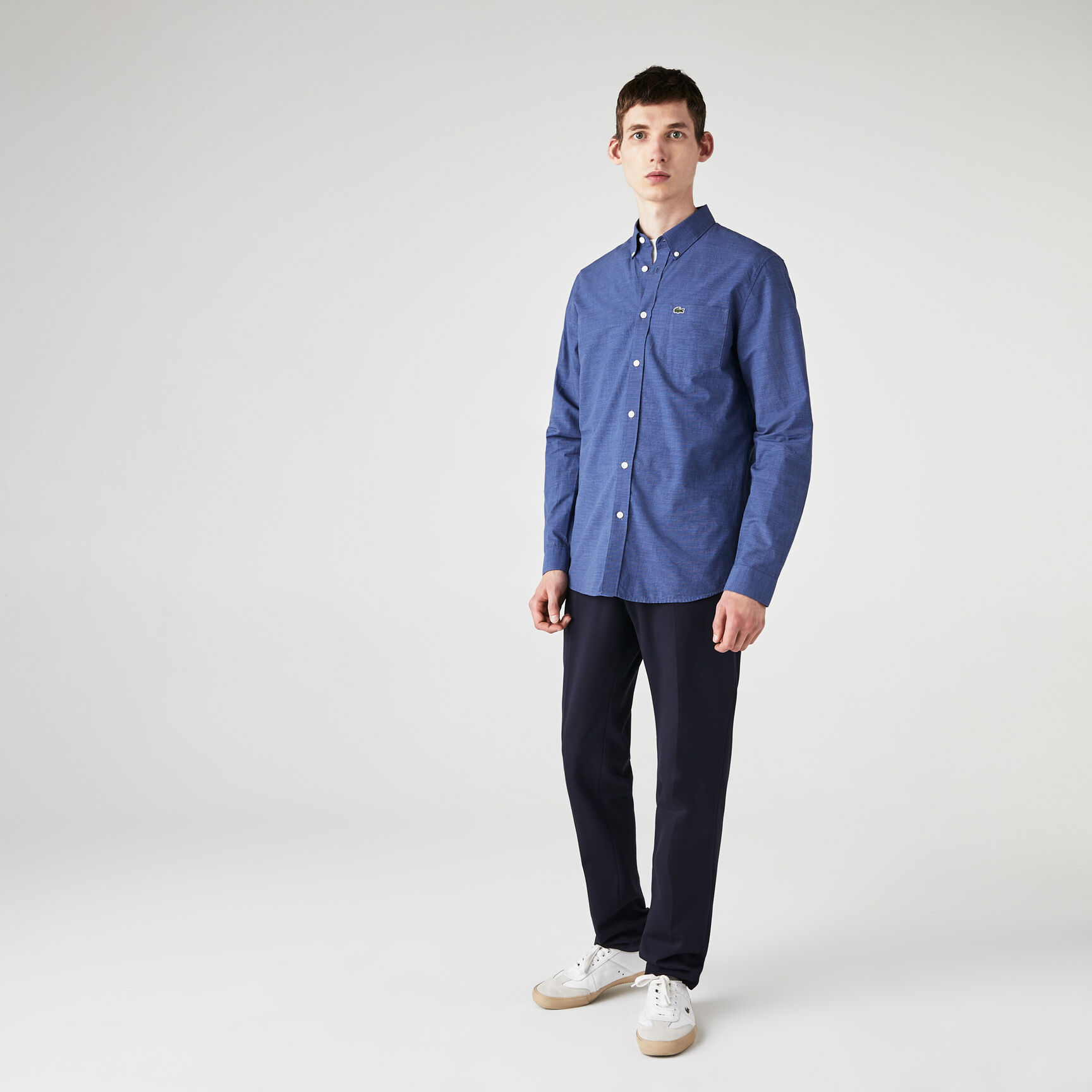 Men's Slim Fit Small Houndstooth Print Cotton Shirt Men's Slim Fit Small Houndstooth Print Cotton Shirt