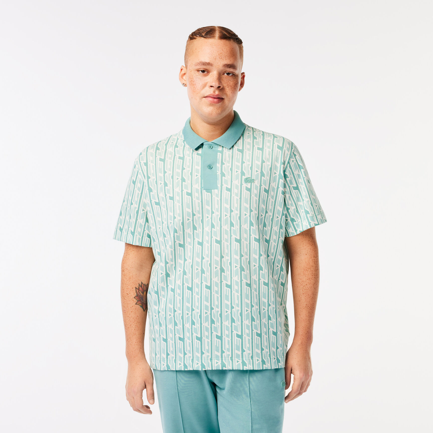 تيشيرت بولو لاكوست بيكيه مطاطي بنقشة بلونين للرجال