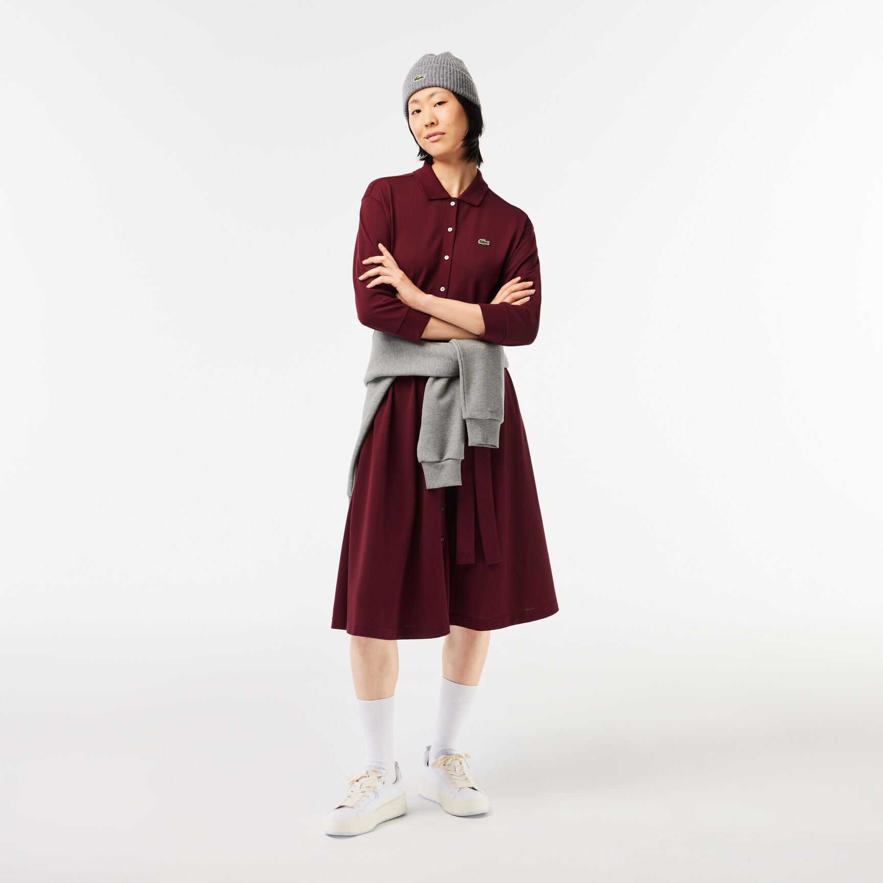 فستان بولو بيكيه قطني بأكمام 3/4 3/4 Sleeve Cotton Pique Polo Dress - EF0850-00-YUP