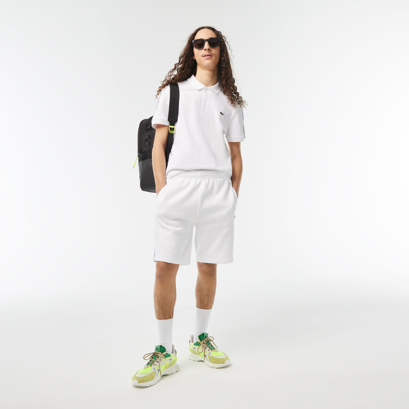 تي شيرت بولو للتنس من ألياف معاد تدويرها وبقصّة عادية Regular Fit Logo Stripe Stretch Cotton Polo Shirt - PH5075-00-001