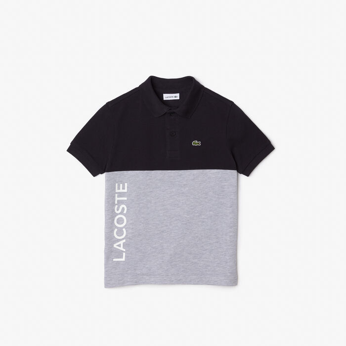 Kids' Lacoste Organic Cotton Pique Colourblock Polo Shirt