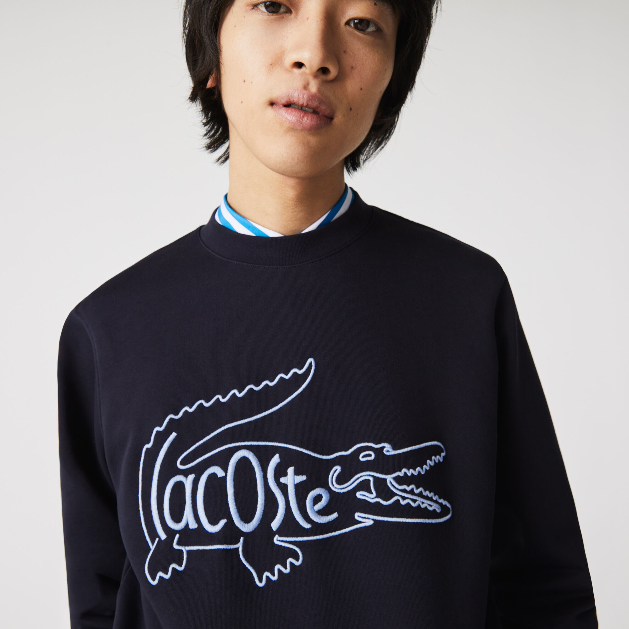 Lacoste Mens 2020 Ribbed Crew Neck Cuffs Classic Fit Crocodile Wool Sweater 