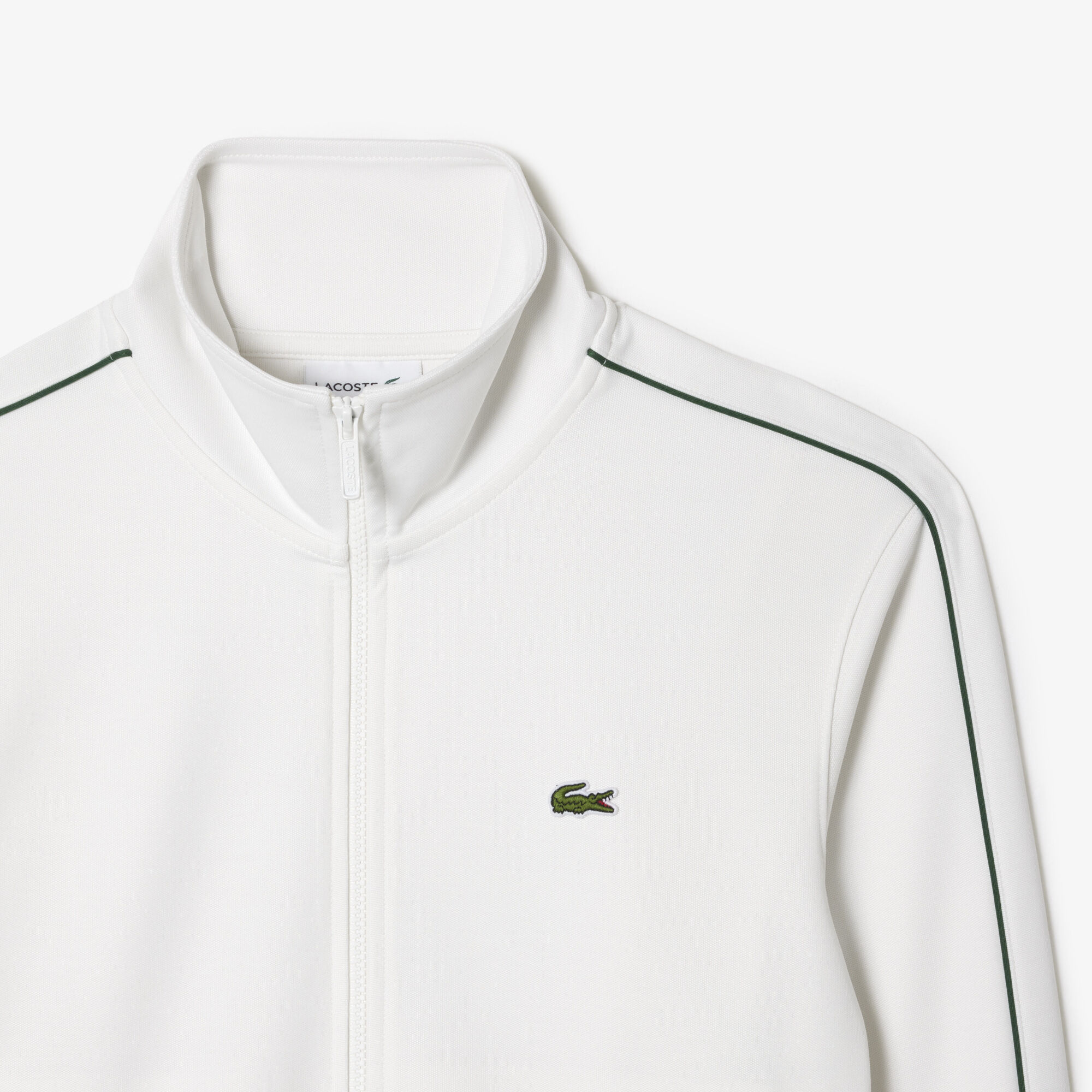 Paris Pique Zip Front Track Jacket, White | LACOSTE UAE