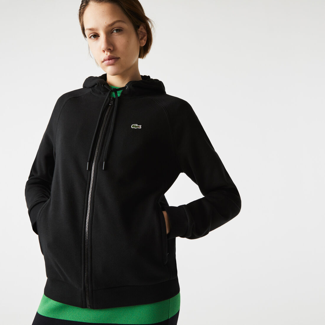 سويت شيرت للتنس من الصوف بسحاب وغطاء رأس مجموعة Lacoste SPORT للنساء سويت شيرت للتنس من الصوف بسحاب وغطاء رأس مجموعة Lacoste SPORT للنساء