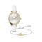 طقم هدية ساعة بسوار جلدي أبيض ومجوهرات White Leather Watch and Jewelry Gift Set - 2070057-SLV