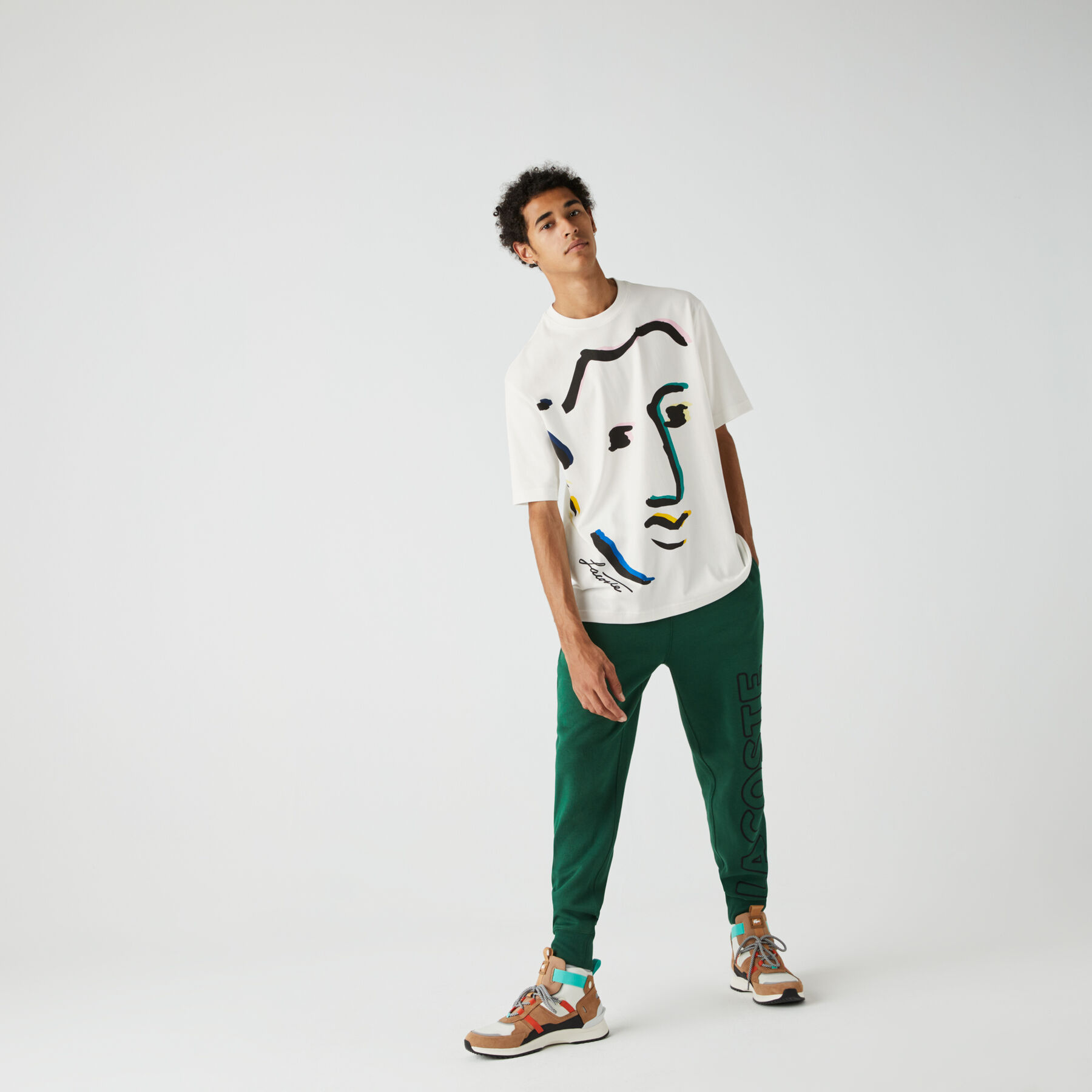 Unisex Lacoste LIVE Face Print Cotton T-shirt unisex lacoste live face print cotton t shirt