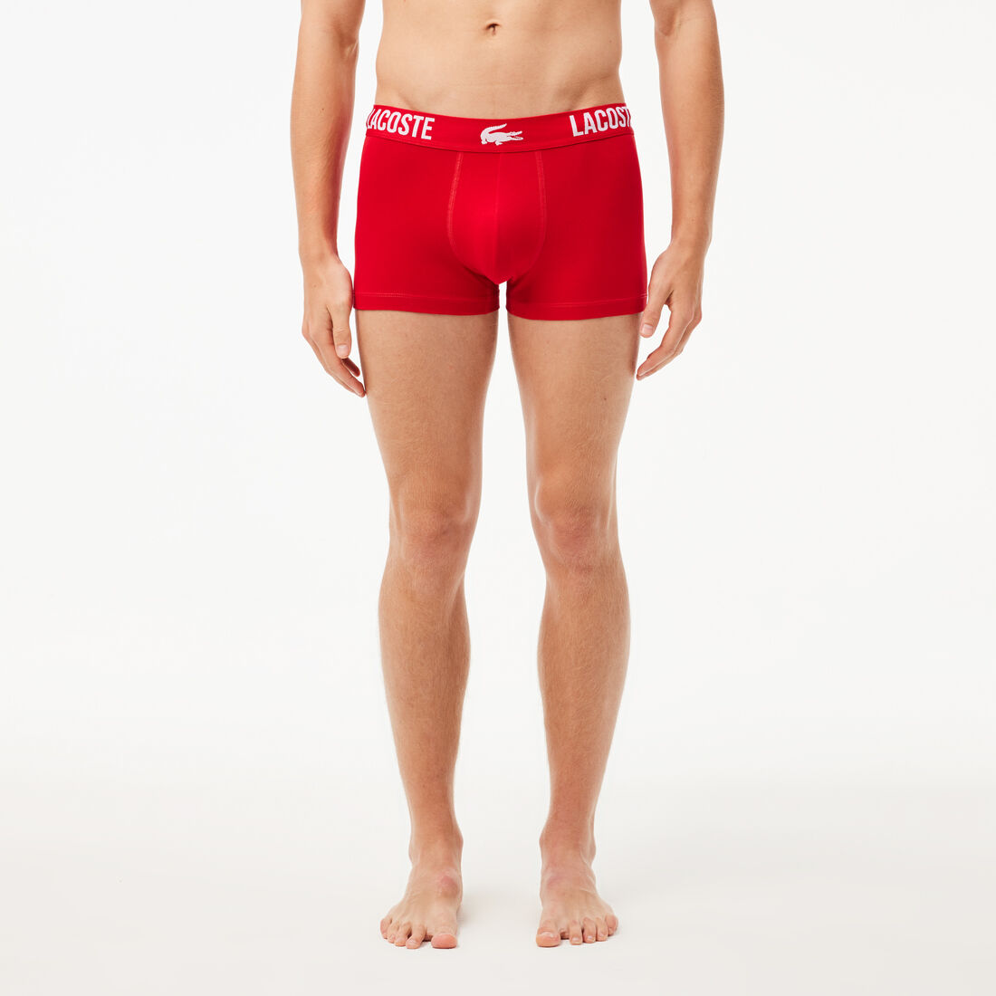 طقم بوكسر لاكوست جيرسيه بشعار الماركة للرجال، 3 قطع Men's Lacoste Branded Jersey Trunk Three-Pack - 5H3321-00-TR2