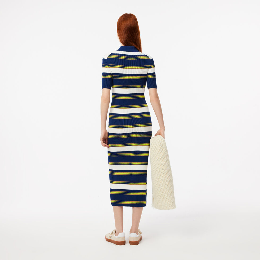 فستان قميص مخطط ومضلع Striped Rib Knit Shirt Dress - EF2554-00-ICZ