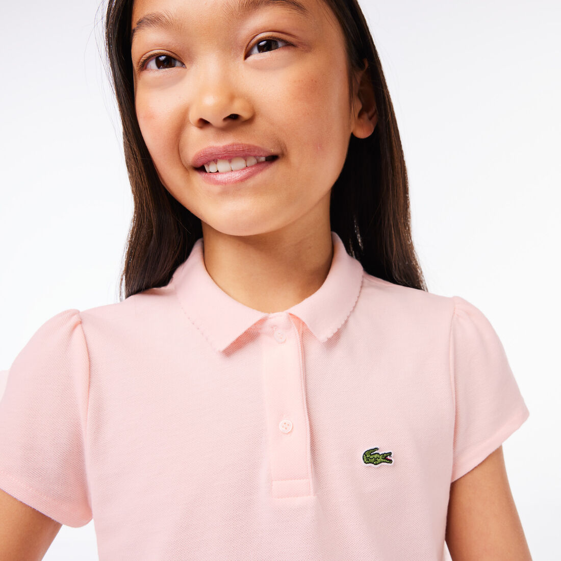 قميص بولو بيكيه بياقة مزخرفة Girls' Lacoste Scalloped Collar Mini Pique Polo Shirt - PJ3594-00-T03