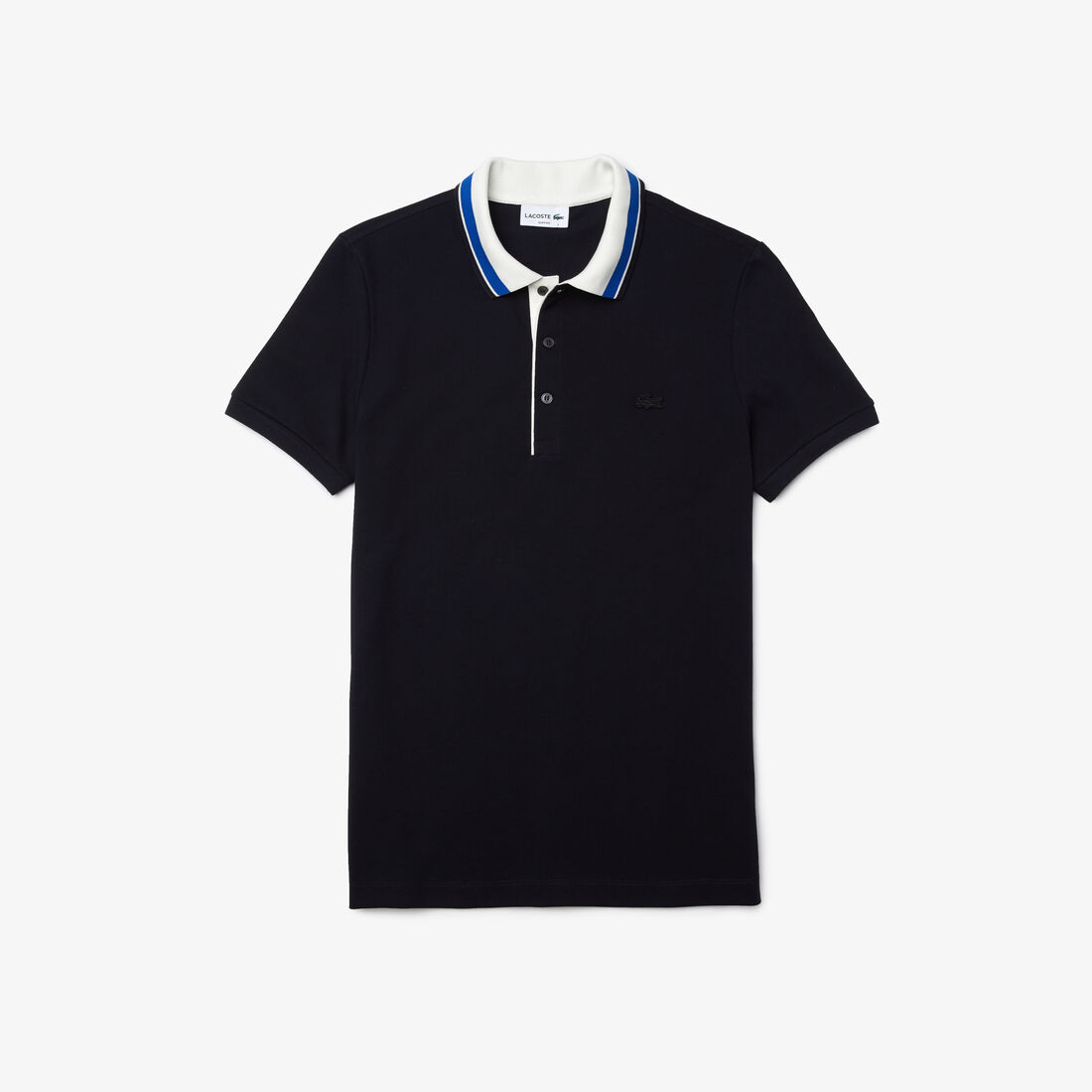 Men’s Lacoste Slim Fit Striped Collar Cotton Piqué Polo Men’s Lacoste Slim Fit Striped Collar Cotton Piqué Polo