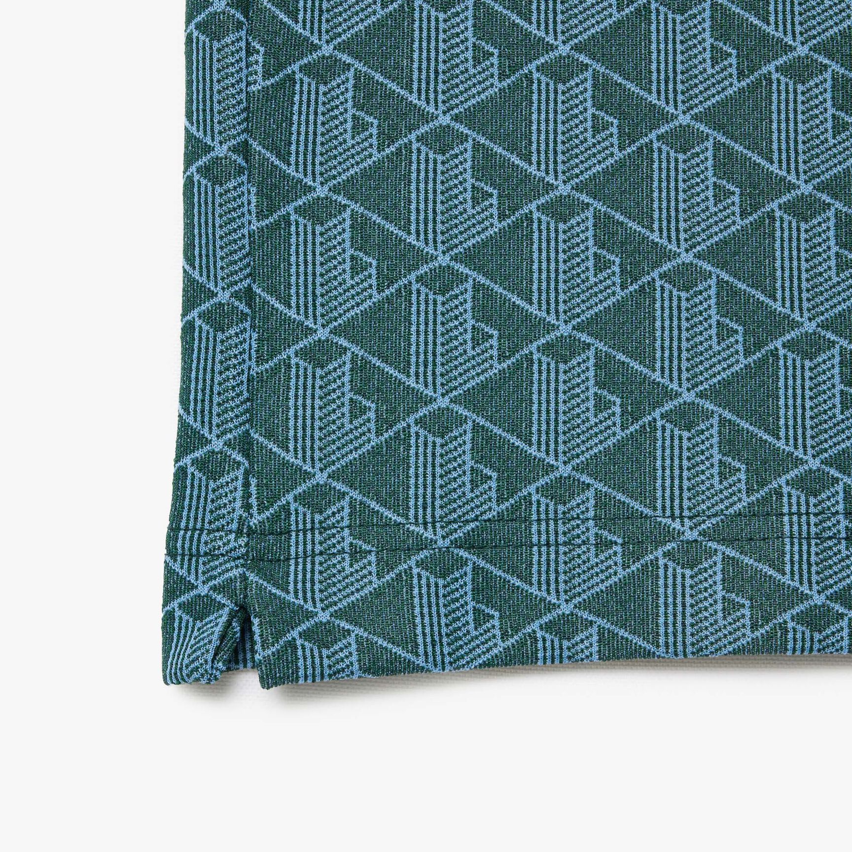 قميص بولو كلاسيكي بقصّة كلاسيكية من قماش الجاكار أحادي اللون Contrast Collar Monogram Polo Shirt - DH1417-00-IB4