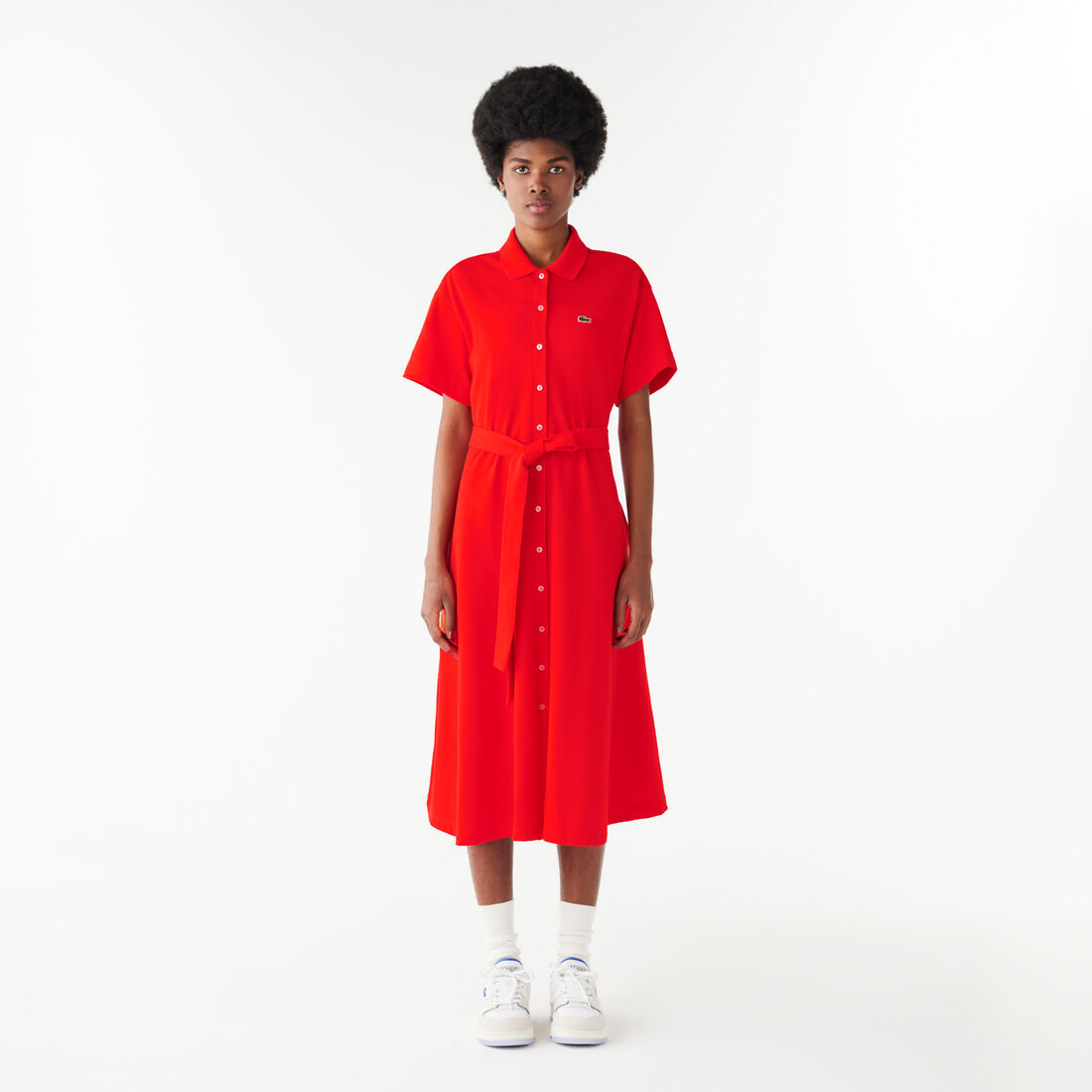 LACOSTE PINK PIQUE POLO DRESS 347066