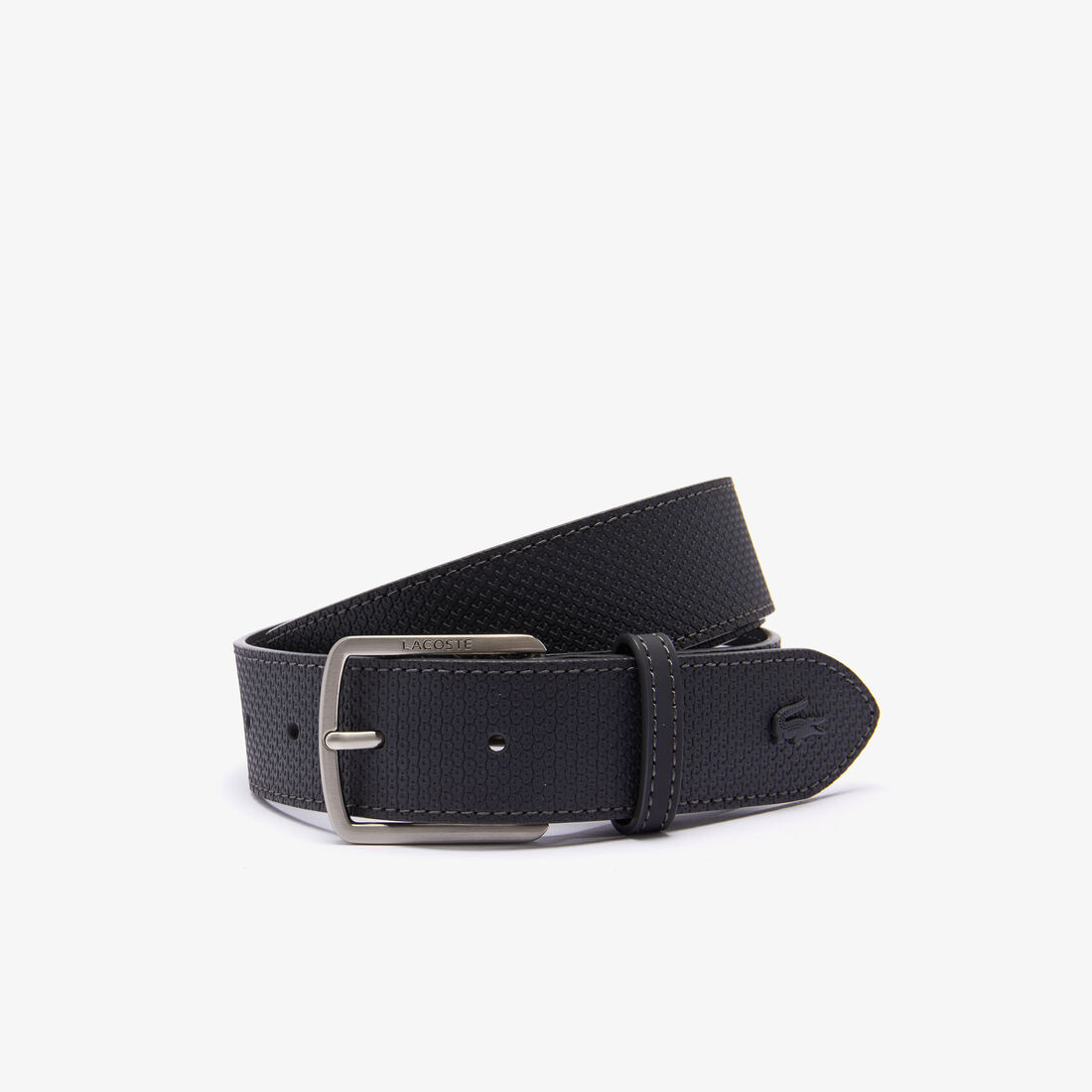 Men's Lacoste Engraved Buckle Reversible Piqu&eacute; Leather Belt