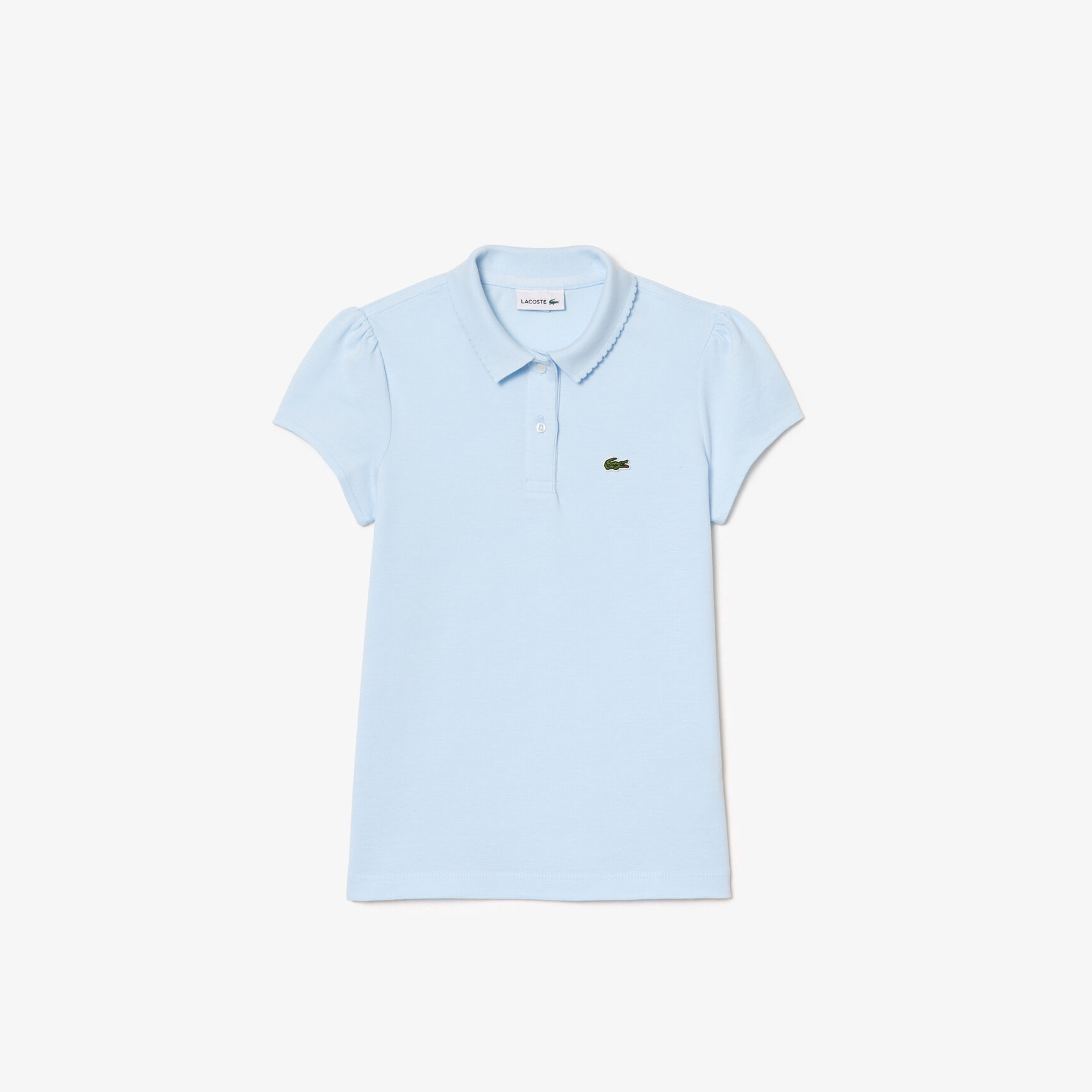 قميص بولو بيكيه بياقة مزخرفة Girls' Lacoste Scalloped Collar Mini Pique Polo Shirt - PJ3594-00-T01